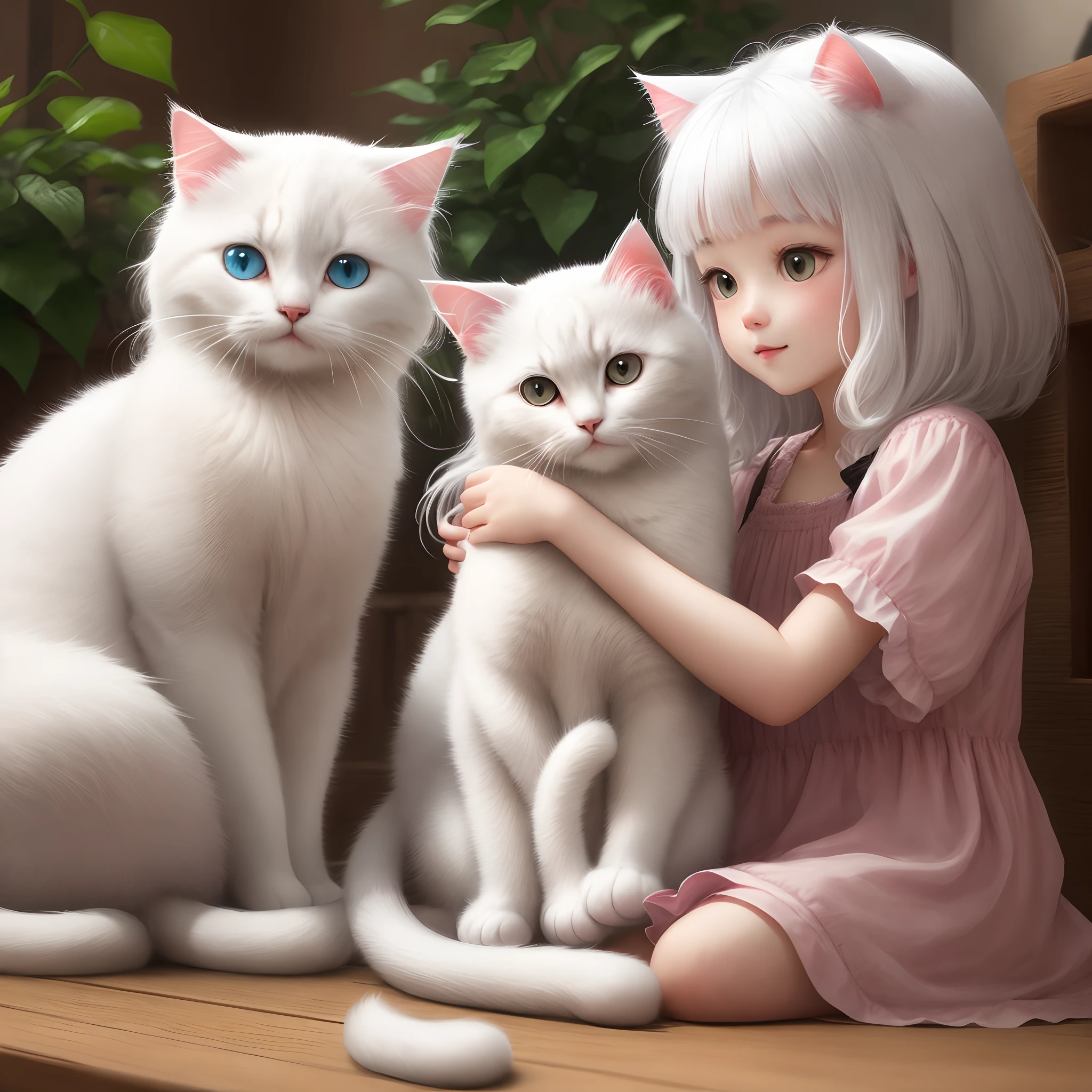beautiful white hair cute cat