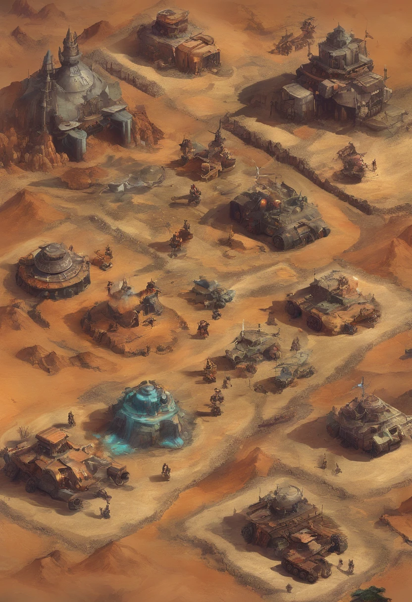 Abraham, A hero with a strong army, face to face with the four Great Kings, Realistic, 8K, post apocalyptic world, Wastelands and Red Canyons, вселенная mad max, Ultra: Realistic satellite image, Different machines from Mad Max