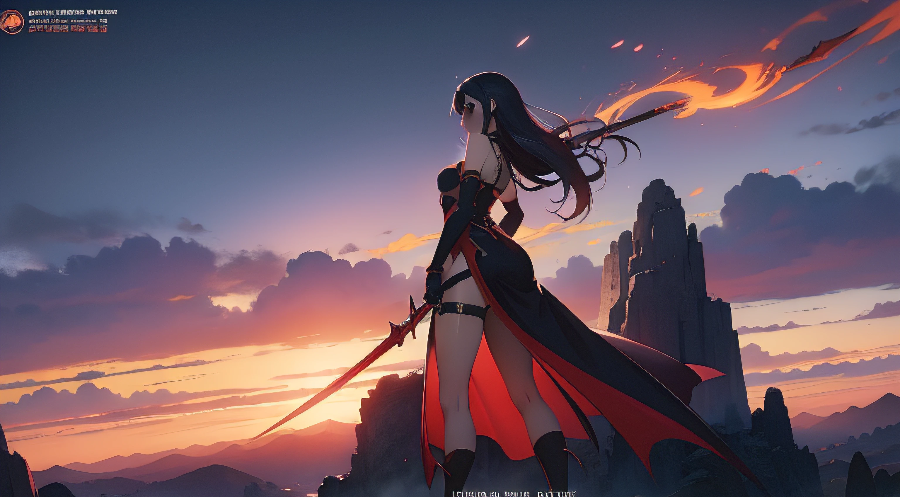 anime - imagem de estilo de uma mulher em uma roupa vermelha com uma espada, Artgerm extremamente detalhado, Anime Art Wallpaper 8K, 4 k manga wallpaper, badass anime 8 k, papel de parede anime 4k, Anime Art Wallpaper 4K, Anime Art Wallpaper 4K, cushart krenz arte chave feminina, Estilo anime 4K, female action anime girl, with mountainous environment with dragons in the background of blurred image