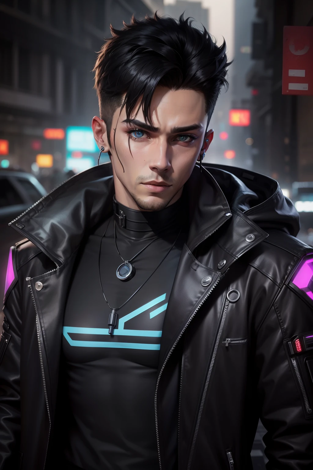 Change background Cyberpunk handsome boy realistic face 8k ultra realistic
