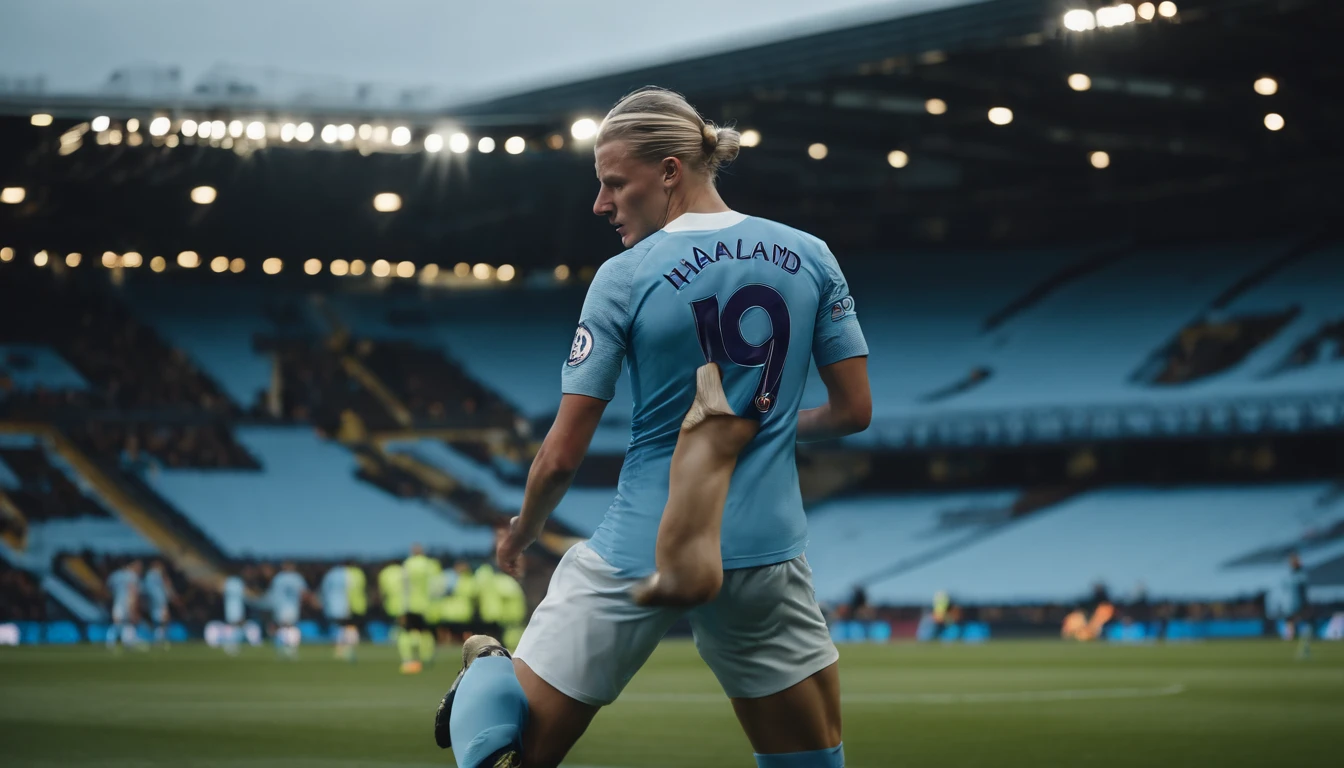 Earling Haaland playing for Manchester City