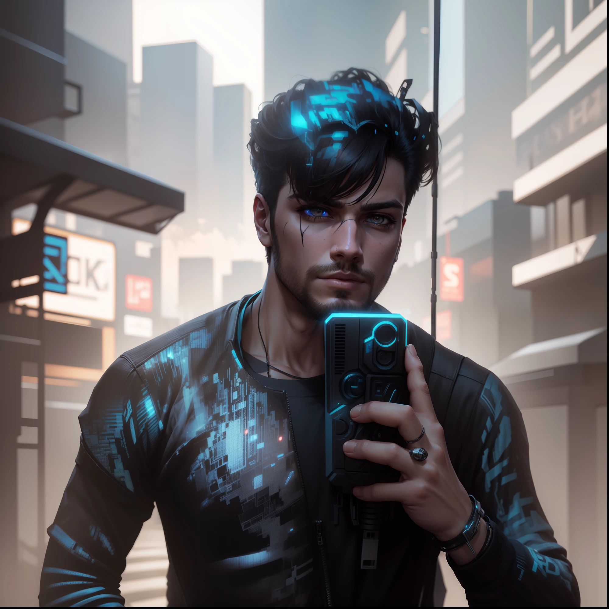 Change background Cyberpunk handsome boy realistic face 8k ultra realistic