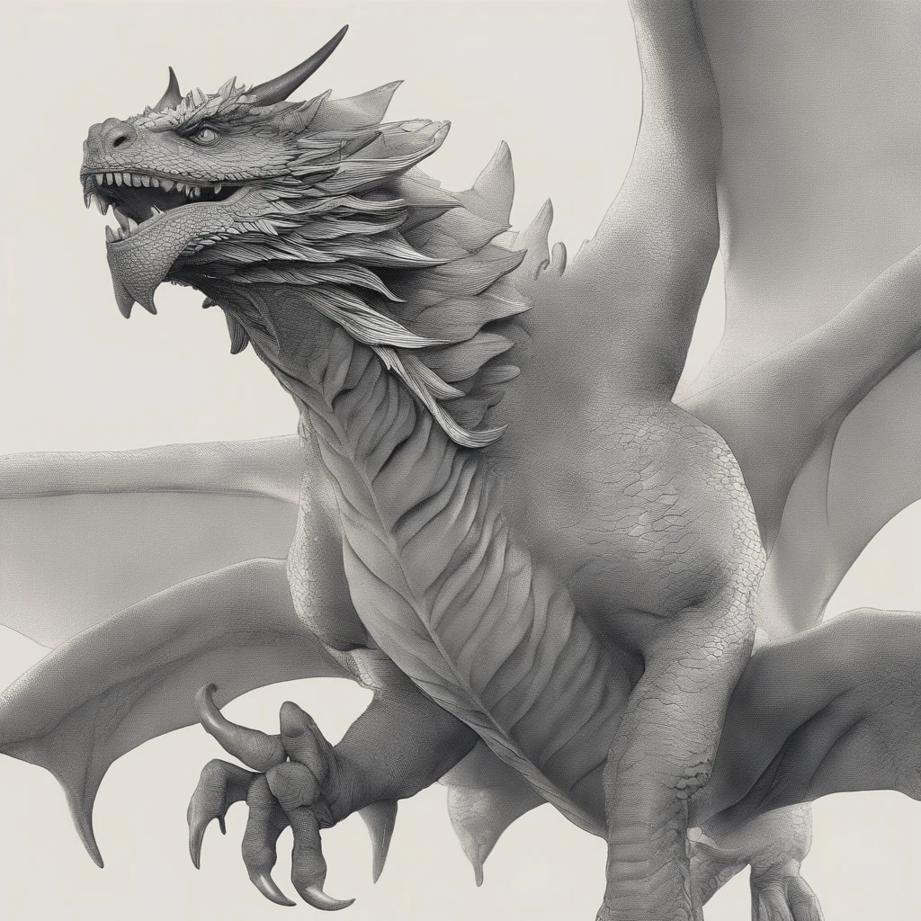 furious dragon drawn in pencil
