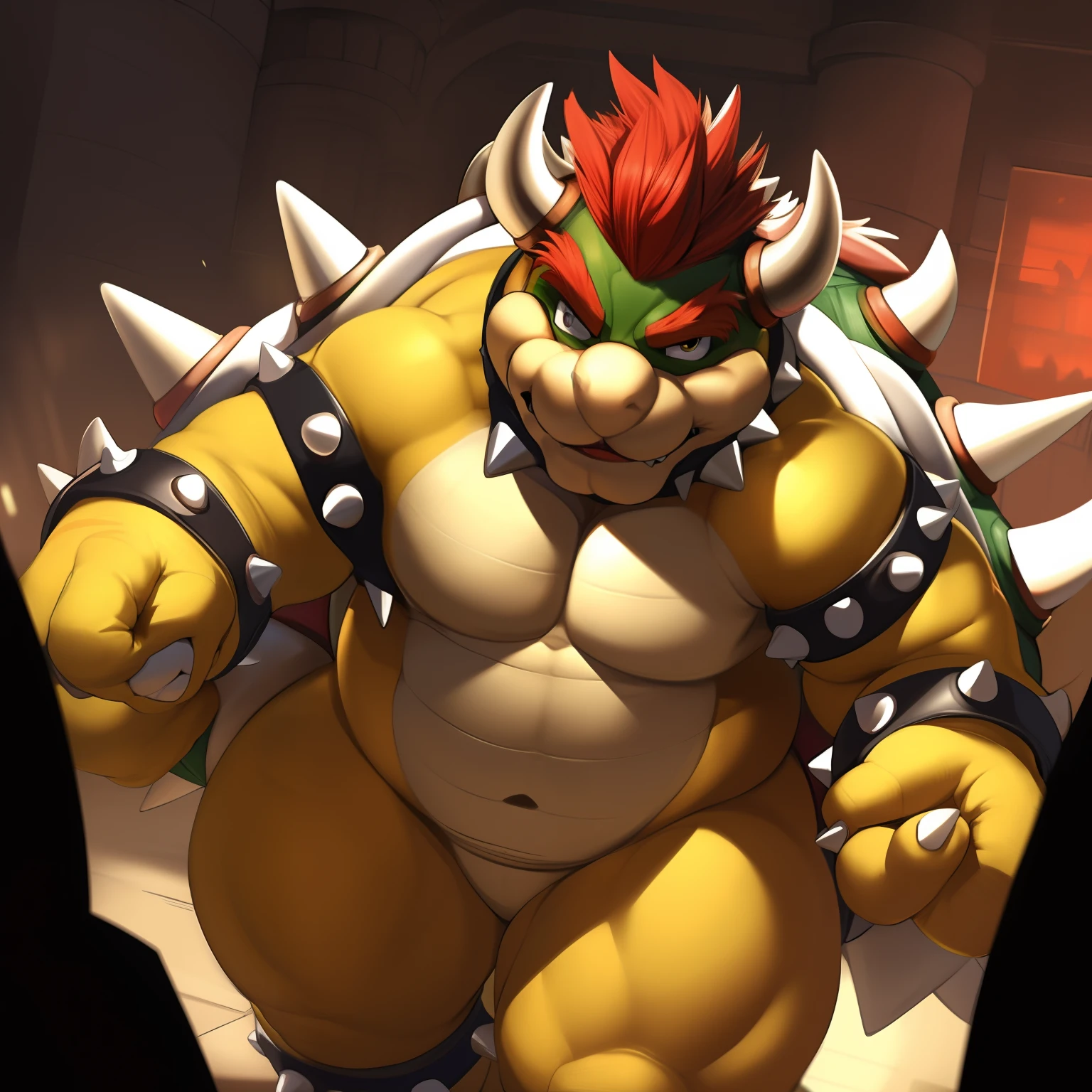 ((Bowser the Monster))), BREAK by narse, by darkgem, by anhes, by nintendo, BREAK solo male, (((Bowser))), extremely detailed, (masterpiece), best quality, (Yellow Body, Legs, Yellow wide hips), cinematic lighting, [sharp focus, rimlight, detailed ambient light, DOF],