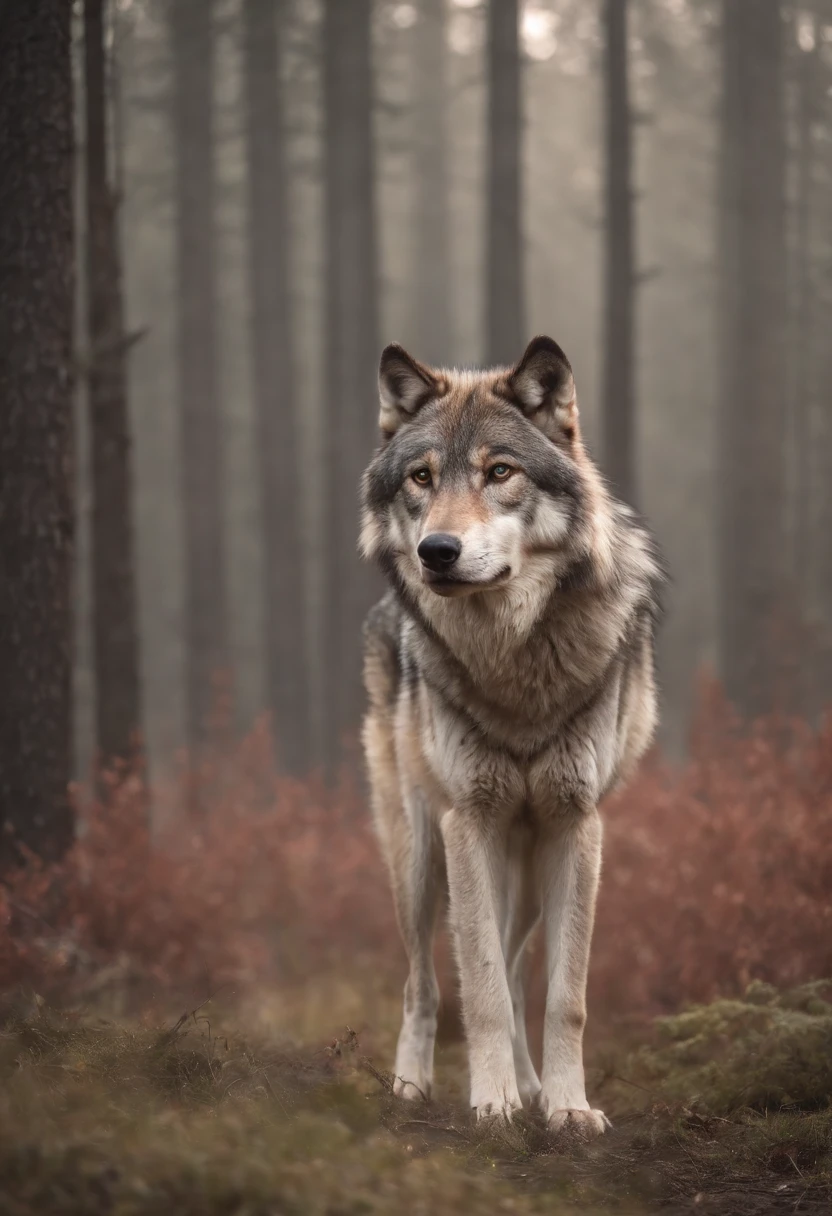 Wolf God, surreal, tense, cold, highly detailed, sharp, professional, 8k UHD, movie, dark, violent, outdoor, river, battle, chase, dramatic, vivid, tense atmosphere, rendering, epic, twilight, HDR, album cover, blizzard, lightning, disaster