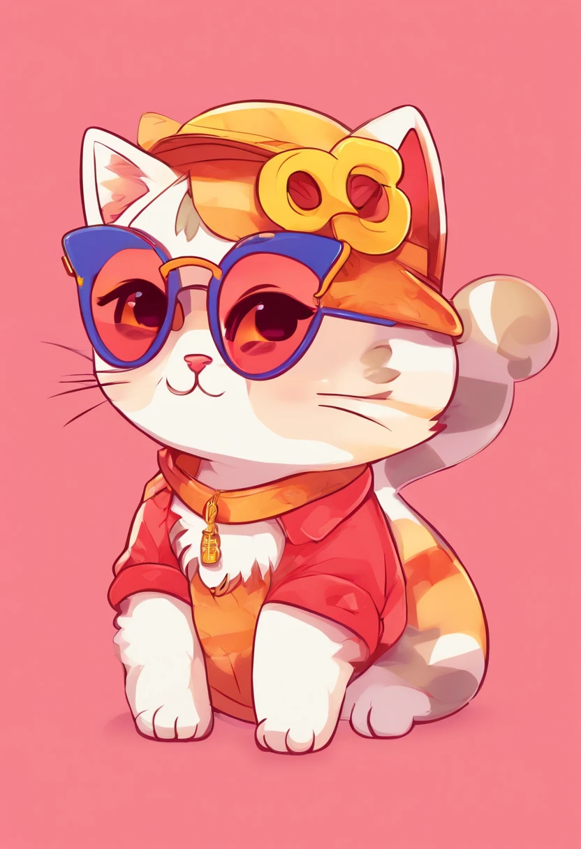 Cat with sunglasses、Semi-gure、badness、kawaii、tobacco、symple background