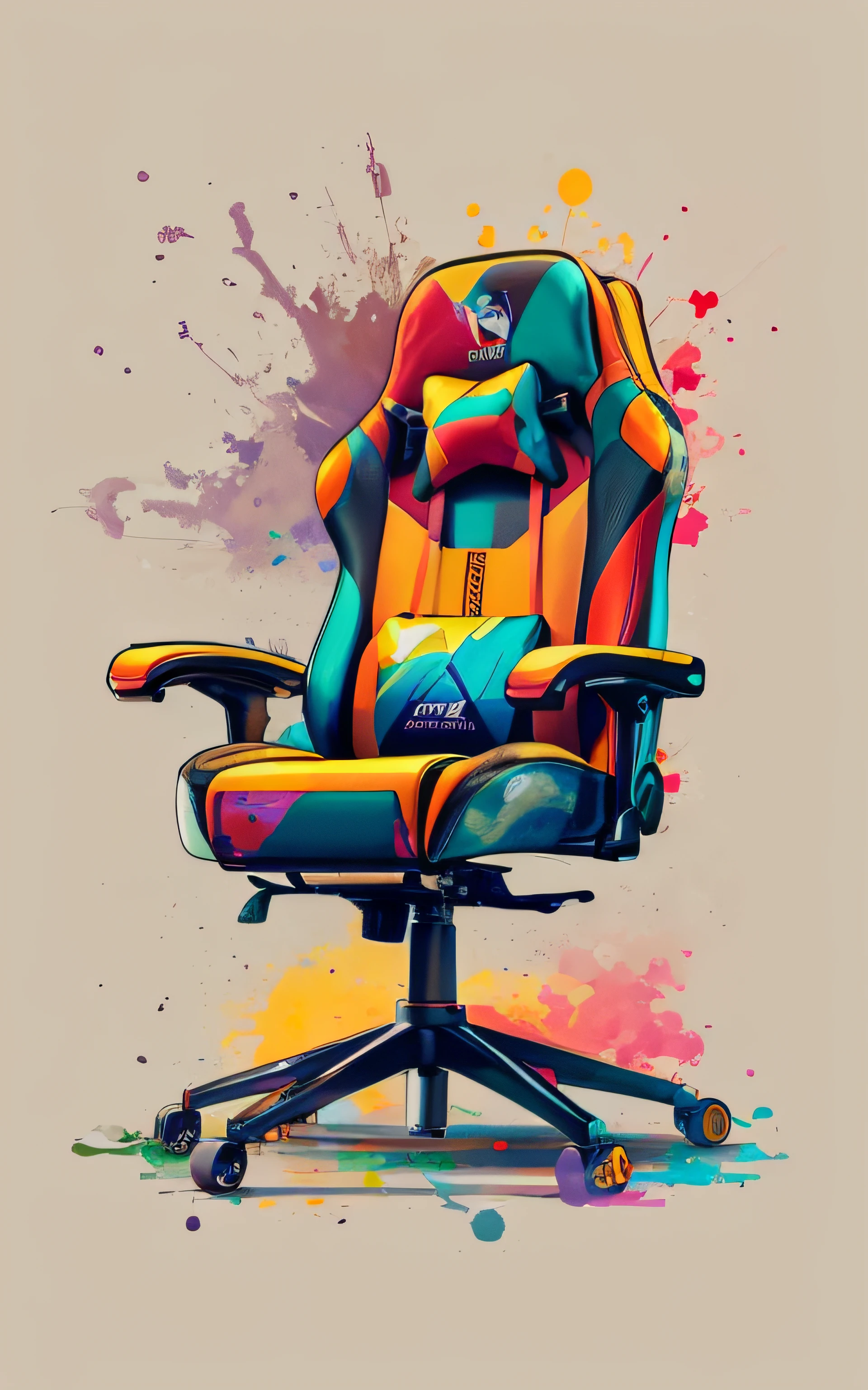 a colorful office chair with a touch of paint on it, cadeira gamer, game chair like a toilet, Retrato NFT, epic art style, Arte NFT, Tema gamer, arte digital de videogame, inspirado em Mike Winkelmann, estilo de arte big tech, #1 pintura digital de todos os tempos, # 1 pintura digital de todos os tempos, Obra-prima da arte digital