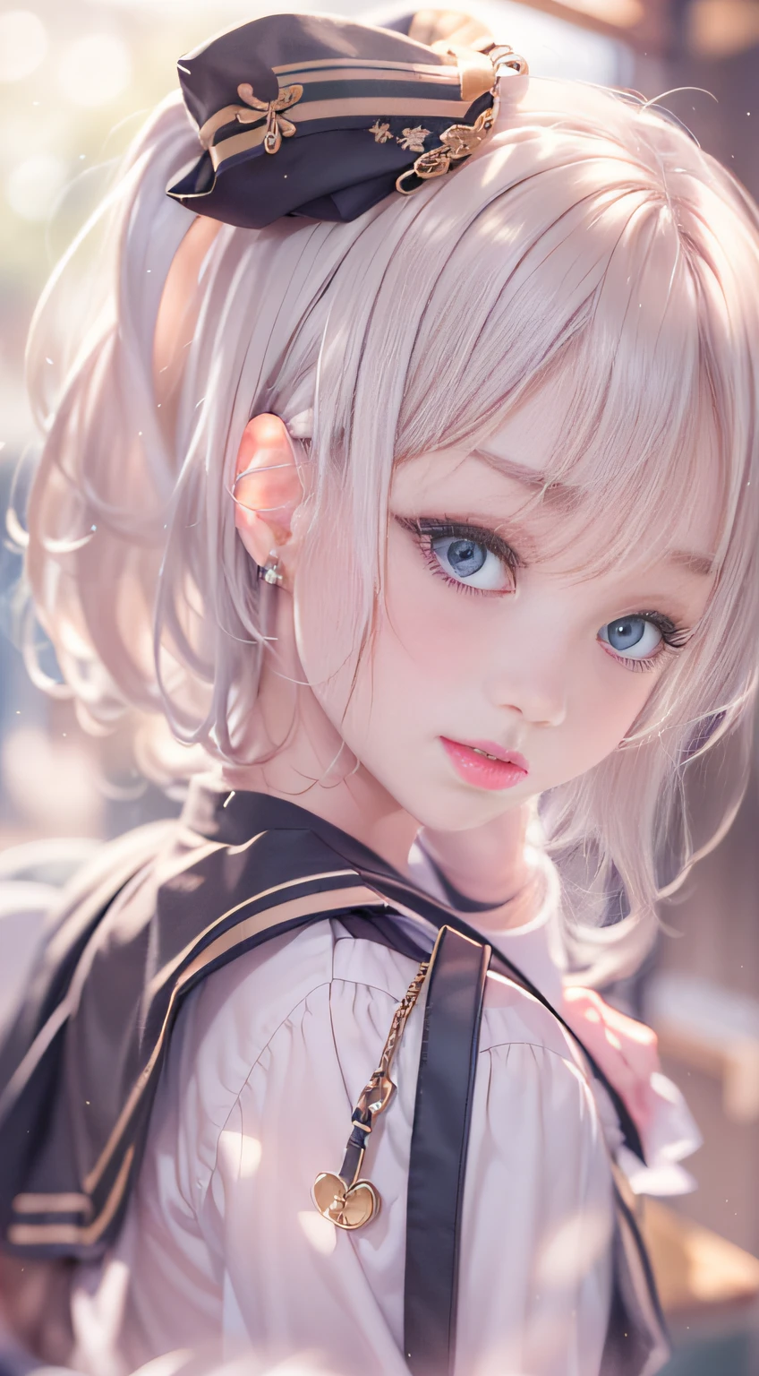 Portable Wallpapers,Super beautiful photo,FULL ANATOMY,Girl Like a Goddess,Highly detailed background,Realistic,hyperdetailed face,super detailed skin,Detailed beautiful face and eyes,retinas, masutepiece, ccurate, Anatomically correct,Tsurime, Textured skin, Super Detail, high details, High quality, awardwinning, Best Quality, hight resolution, 8K,ultimate beauty girl, BREAK,Close up of girl in dress and shirt, loose coat collar sailor uniform, thin head,magical school student uniform, japanese girl school uniform,, Cute dress, katelynn mini cute style, dressed with long fluent clothes, School uniform, magic school uniform, black and white clothes, Stylish dress, school girl in gothic dress, Black Quick, Elegant clothes,((small tits:1.7,Thin leg,skinny thigh:1.4)),slim figure,extremely detailed eye and face、beatiful detailed eyes,Tsurime,Beautiful skins,The brilliance of details、The skirt is ironed、No wrinkles,((smooth hair,detailed hairs,Very fine hairs)),(Knee-length skirt:1.7),1girl in,Thin leg,Beautiful legs,独奏,Wearing underwear,Smaller face,realistic facial expression,(Face to feel:1.6),Enchanted,Raw photo of pale skin,Shyness,Longing for love,((Cool color makeup,Lowered eyebrows、Whitening effect,thin and thin eyebrows,((Ephemeral Girl,A look tinged with joy)),Very soft lighting,Eight-headed body,light glow,Expro II,Lens Flare,Sharpen,cinematic shadow,Changing the time zone when shooting.,School route and my room,Kantai Collection Style