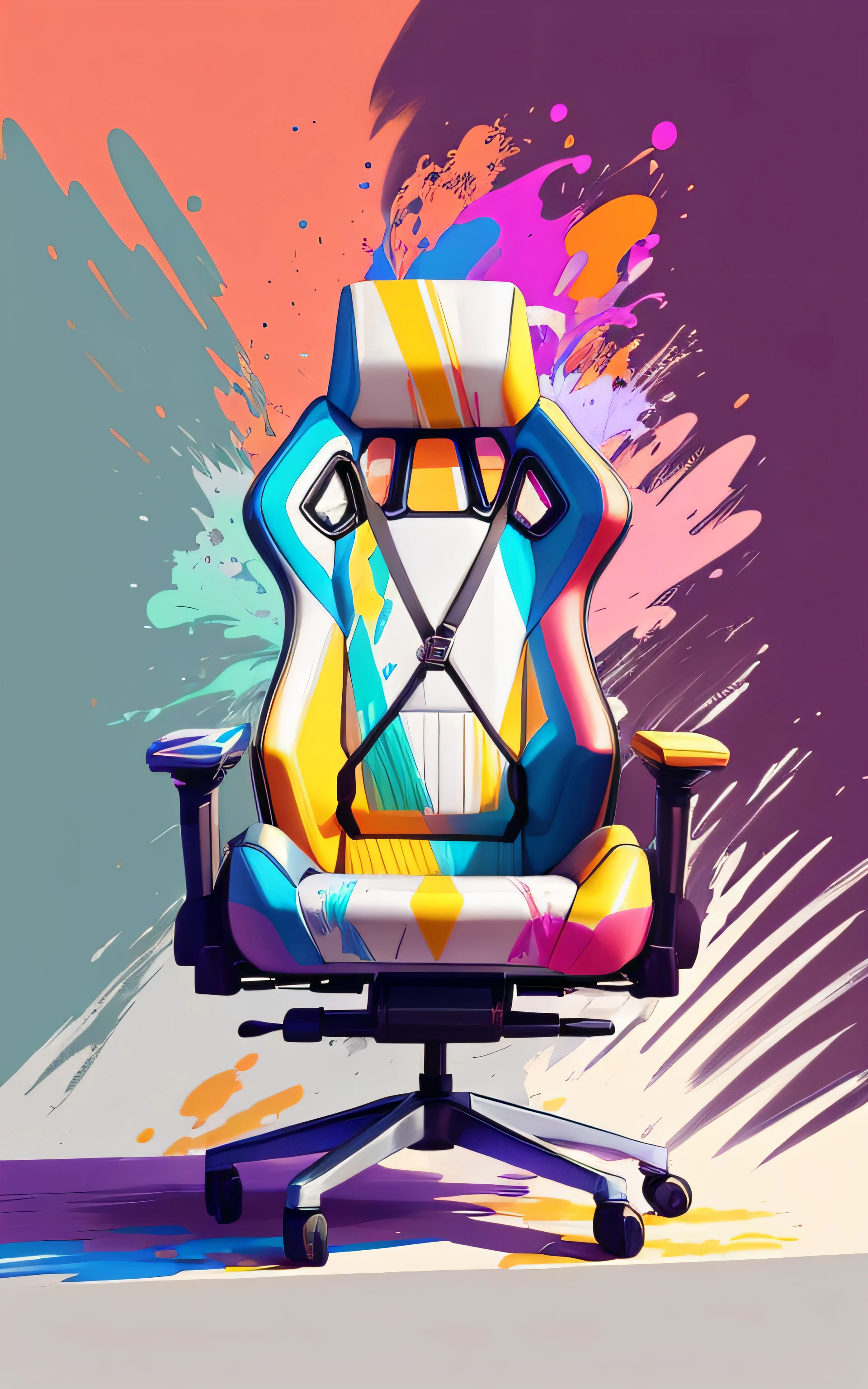 um desenho de desenho animado de uma pessoa sentada em uma cadeira com um sinal de paz, cadeira gamer, arte digital de videogame, arte digital #OneShotGame, game chair like a toilet, estilo de arte impressionante, Obra-prima da arte digital, epic art style, Tema gamer, vibrant fan art, sombreamento futurista, mas colorido, Retrato NFT, arte colorida do filme