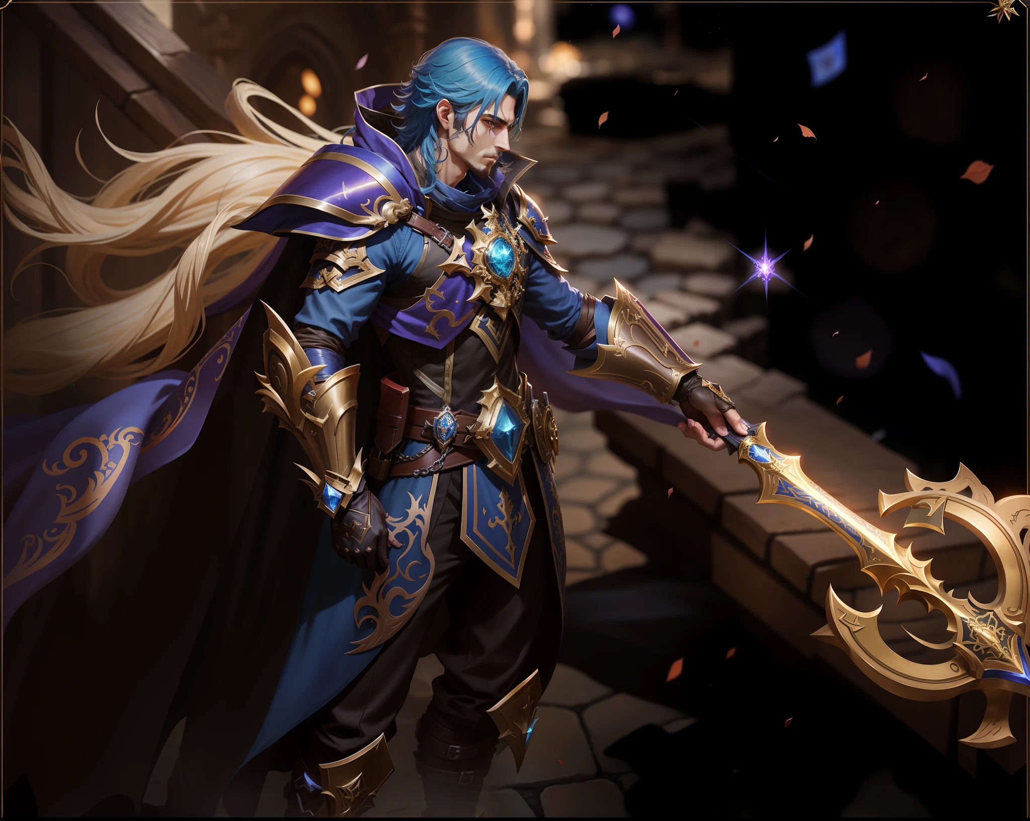 Imagem arafed de uma mulher com uma espada em um quarto escuro, iconic character splash art, g estilo de arte liuliano, arte de splash do personagem, Sylas, Paladino masculino, inspirado por Huang Shen, paladino fantasia, um paladino masculino humano, Conceito de personagem do Shadowverse, Arsen Lupin como um paladino, hero character art