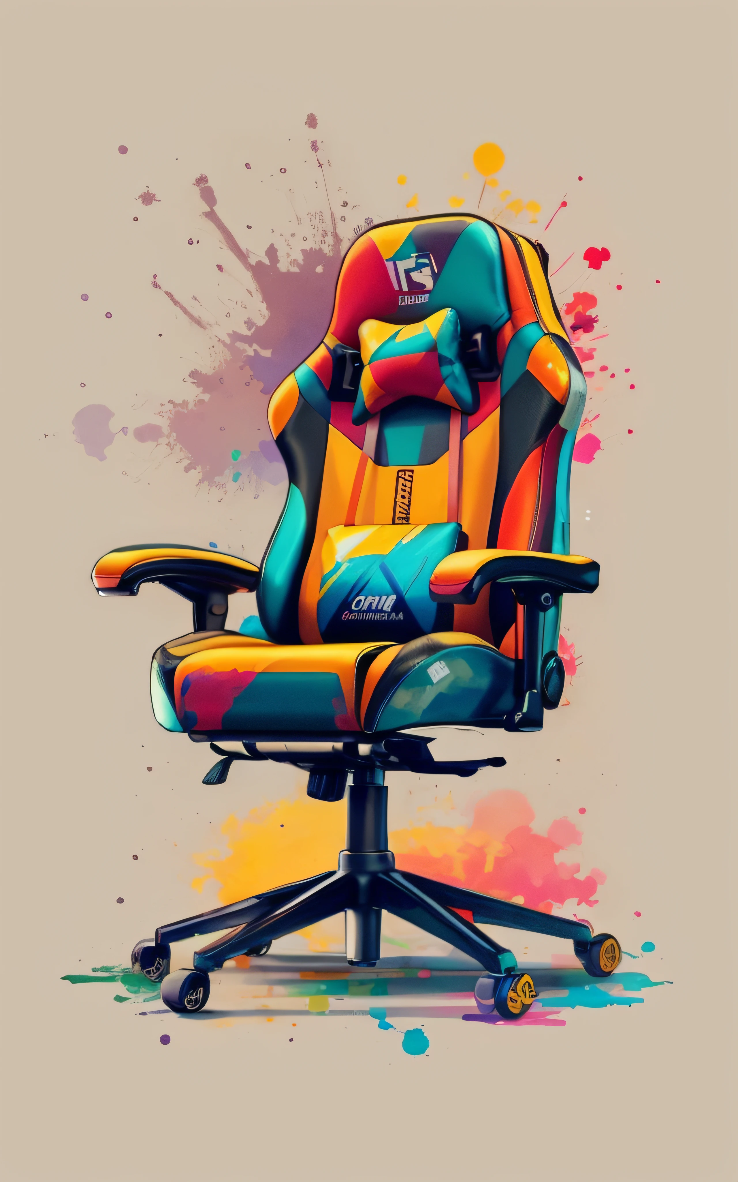 a colorful office chair with a touch of paint on it, cadeira GAMER, game chair like a toilet, Retrato NFT, epic art style, Arte NFT, Tema gamer, arte digital de videogame, inspirado em Mike Winkelmann, estilo de arte big tech, #1 pintura digital de todos os tempos, # 1 pintura digital de todos os tempos, Obra-prima da arte digital