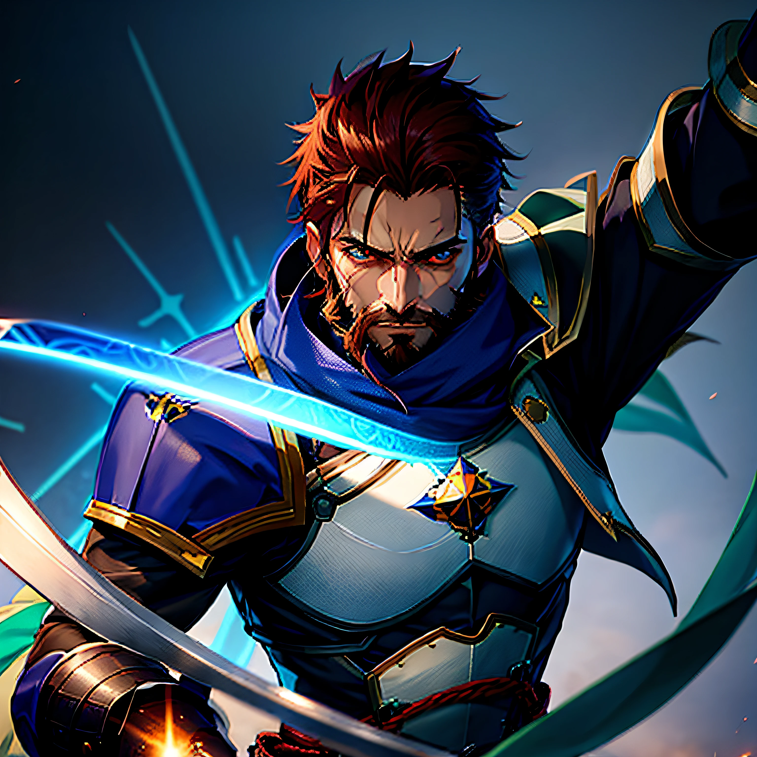 anime character with a sword in his hand and a sword in his hand, personagem de jogo de luta, Grande Ordem do Destino, estilo anime como destino/noite de estadia, guilty gear strive splash art, badass anime 8 k, com espada grande, Destino Zero, personagem de anime masculino, destino/zero, de arknights, esgrimista de anime, arte detalhada do personagem de anime