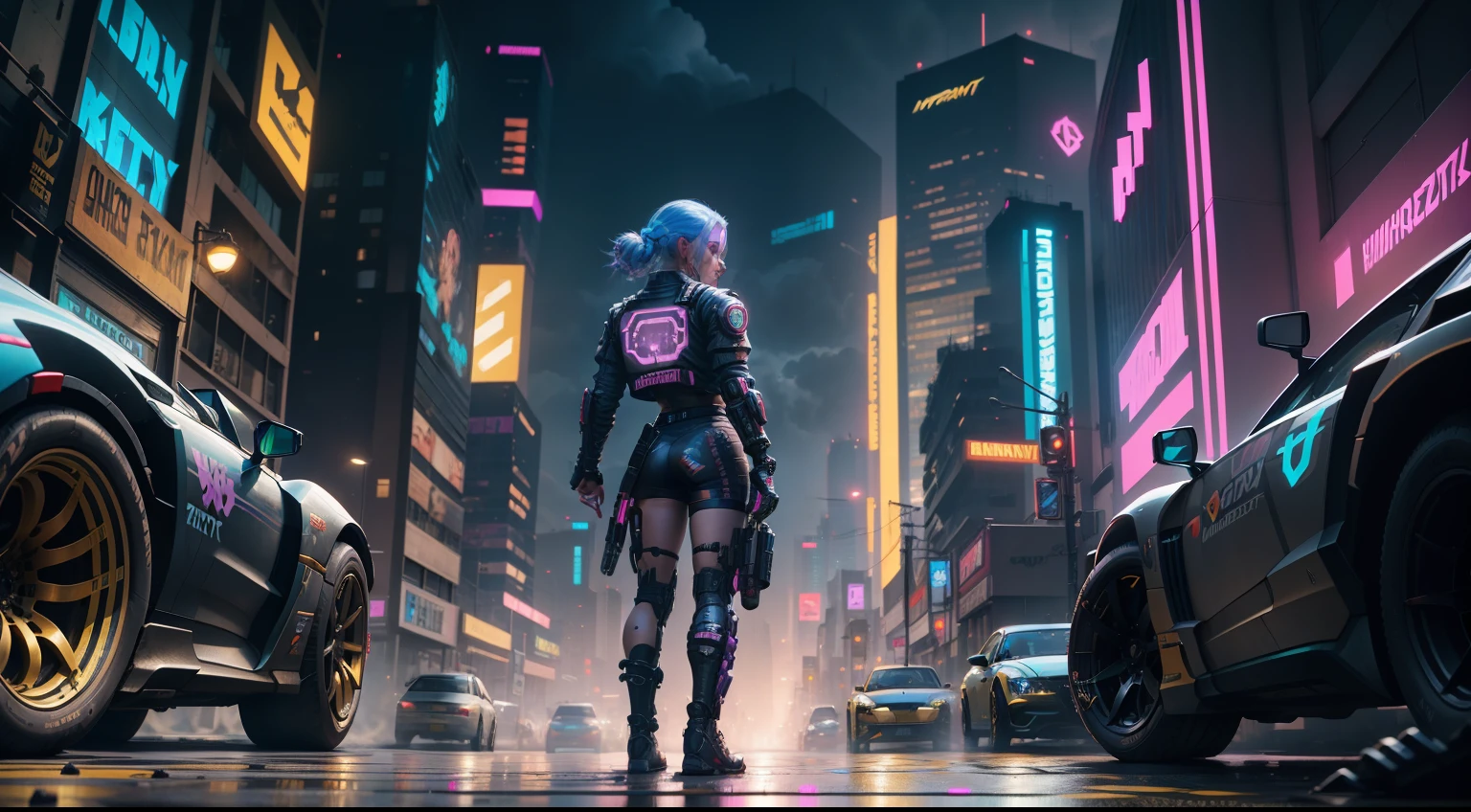 imagine Cyberpunk 2077 as poster of real city