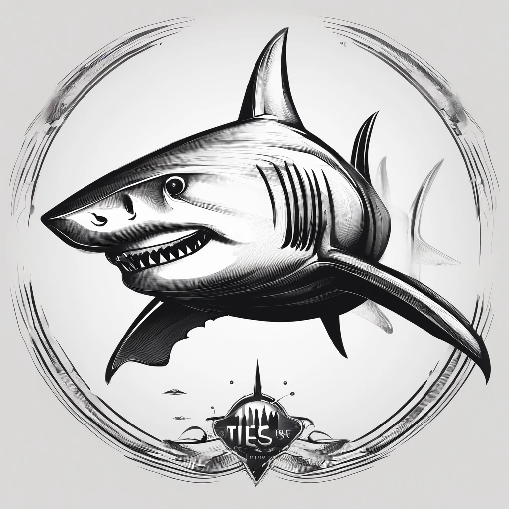 3D Vector Shark Logo Black and White