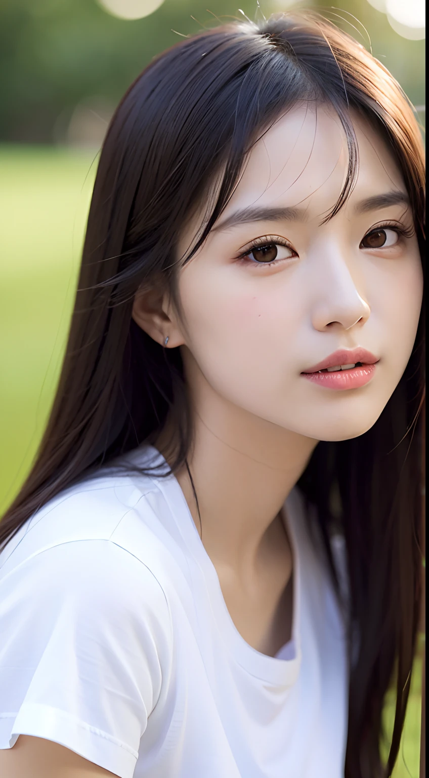 (yinchuan:1.5), close-up, masterpiece, best quality, raw photo, photorealistic, g-cup big, beautiful face, soft smiling girl, cute, white t-shirt, super mini skirt, beautiful long legs, middle hair depth of field, high resolution, ultra detail, fine detail, very detailed, highly detailed eyes and face, sharp pupils, realistic pupils,