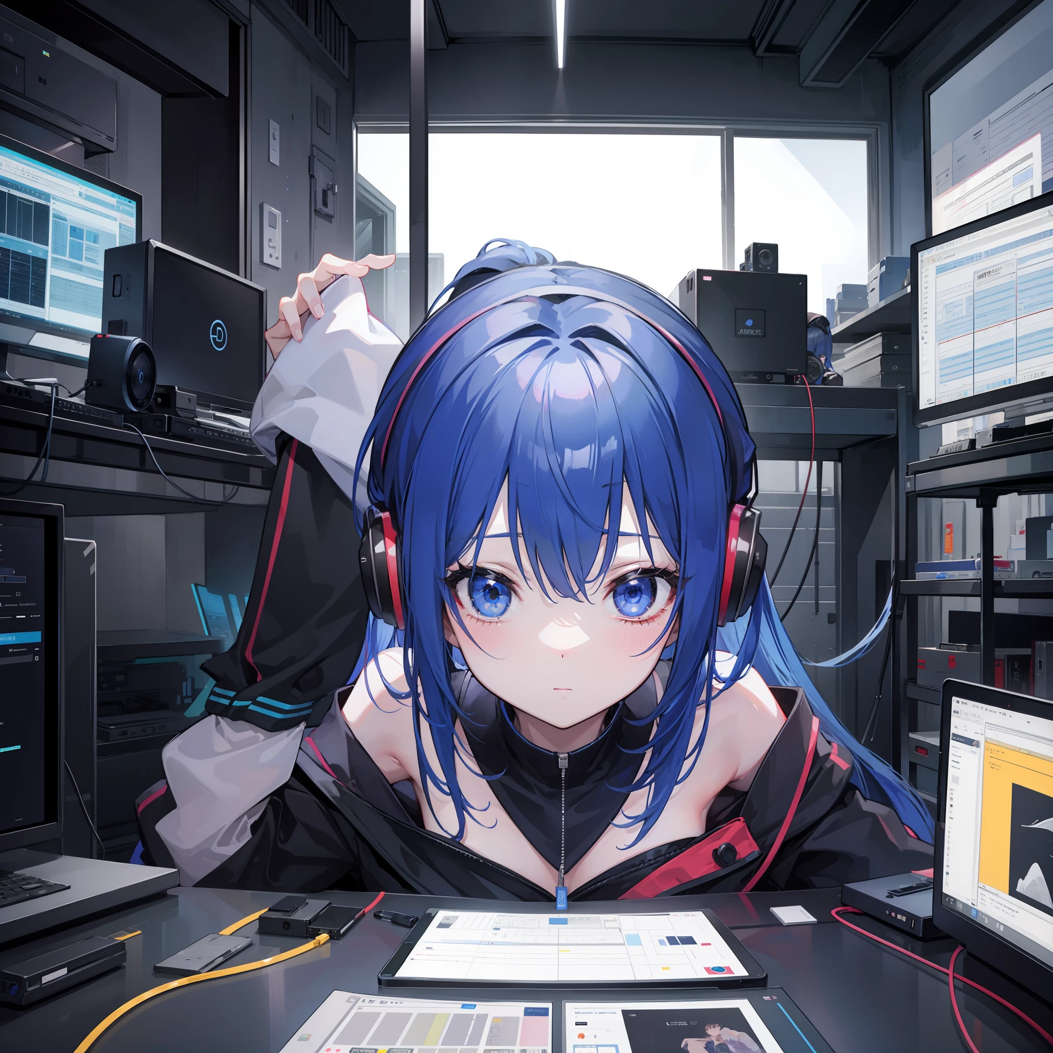 girl with、head phone、Duan、a room、personal computers、Composing music、music、animesque、icons