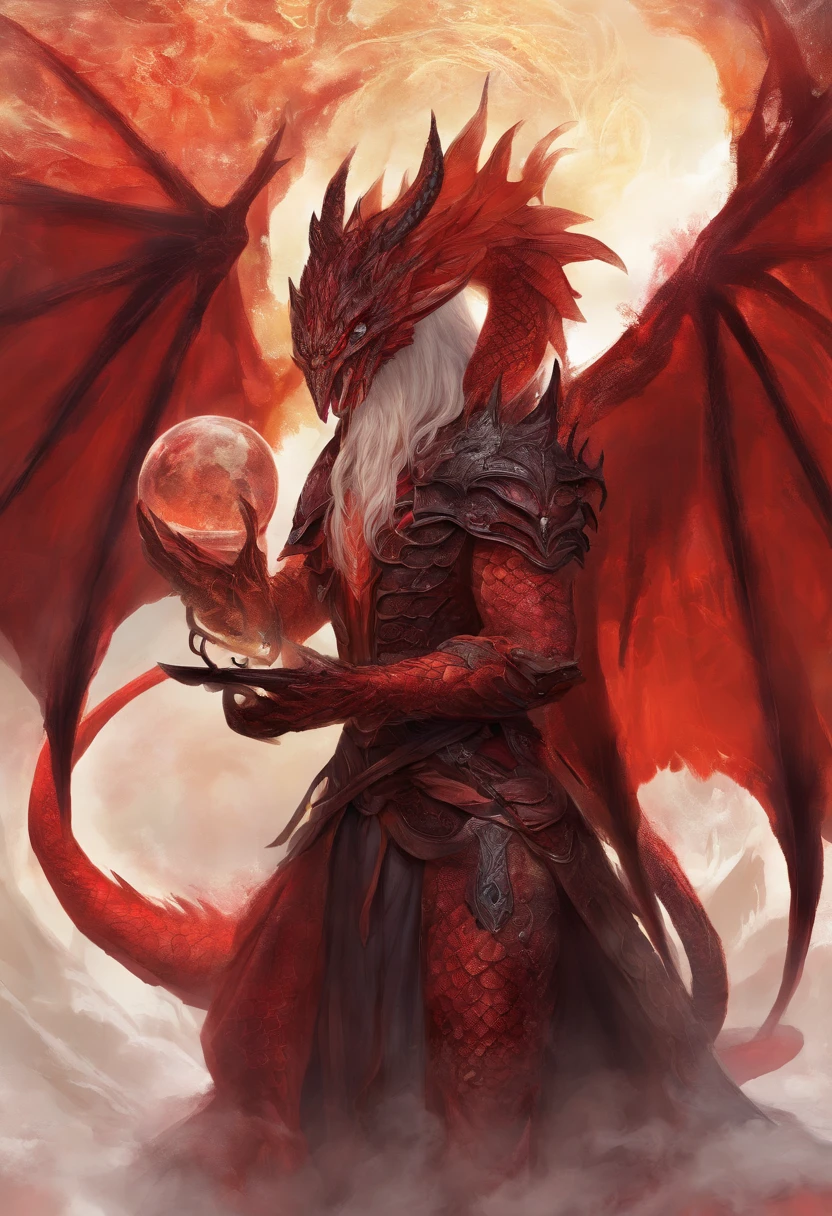 schlangen Drache, large red wings with black claws, Schwazer scaly body, White skull as a mask over the face, feurig rot leuchtende Augen, black gloomy atmosphere, snake body, dangerous, agressiv
