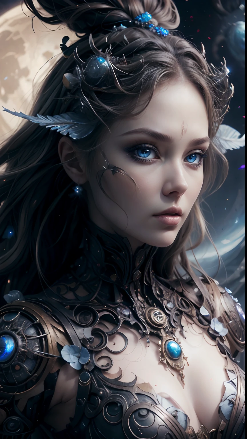 beautiful Russian woman face, blue eyes, photorealistic