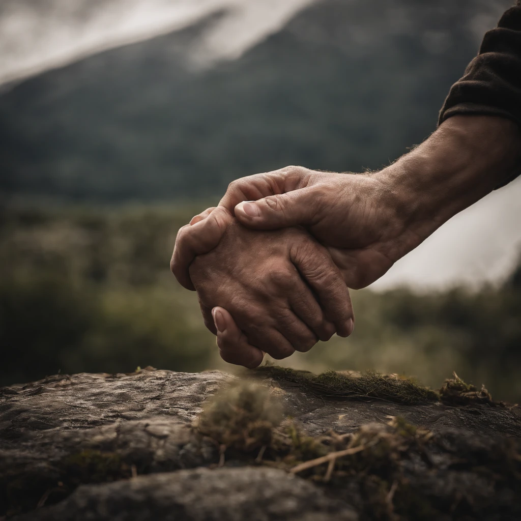 one hand clinging to the other, ajudando a segurar, subir