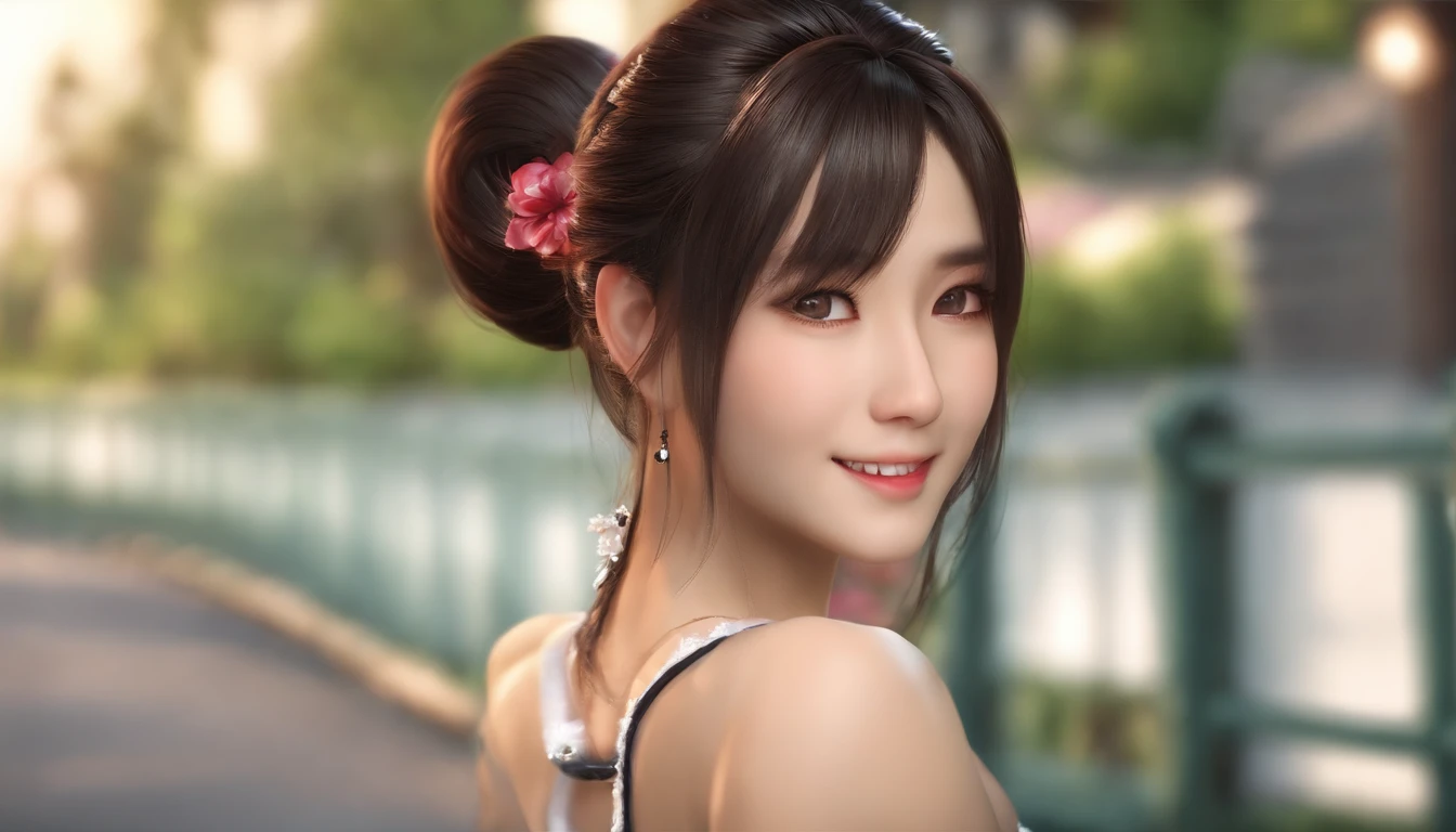 Sleeveless, pony tail, Japan girls, 8K, LAW Photos, Top Quality, Masterpiece, Realistic, Photorealistic super detail, one girls, Cute, The best smile, Beautiful eyes, hairlong, perfect facial features,