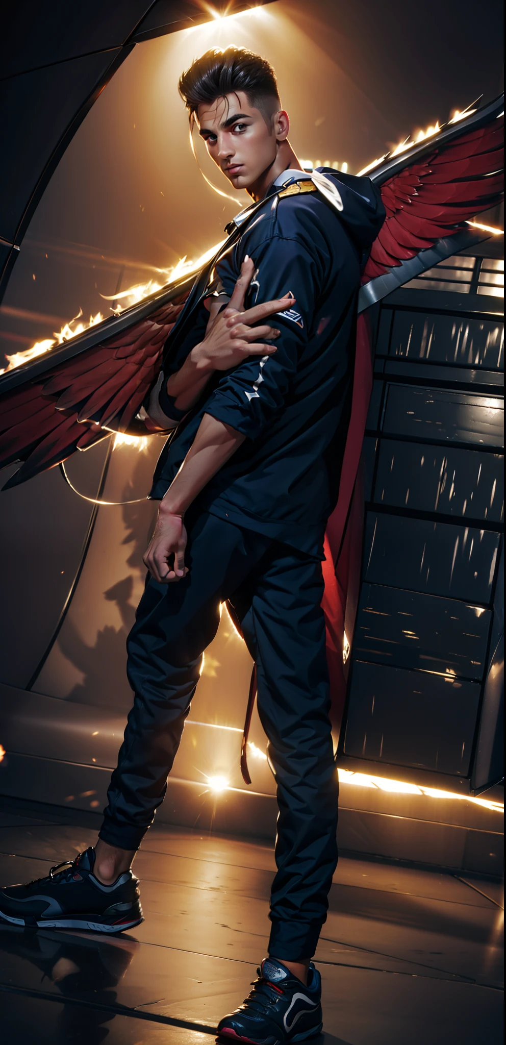 (Wings on back)change, background,4k, ultra, realistic handsome boy,