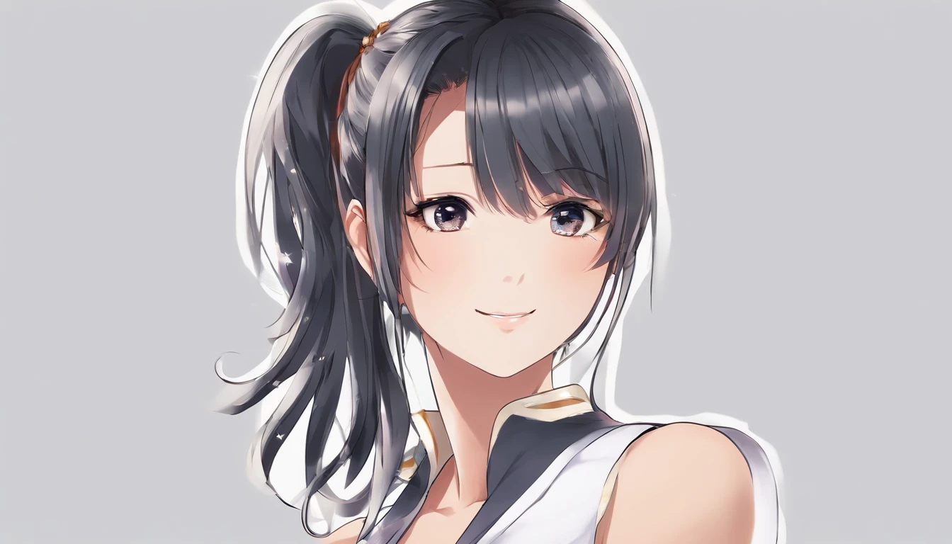 Sleeveless, pony tail, Japan girls, 8K, LAW Photos, Top Quality, Masterpiece, Realistic, Photorealistic super detail, one girls, Cute, The best smile, Beautiful eyes, hairlong, perfect facial features,