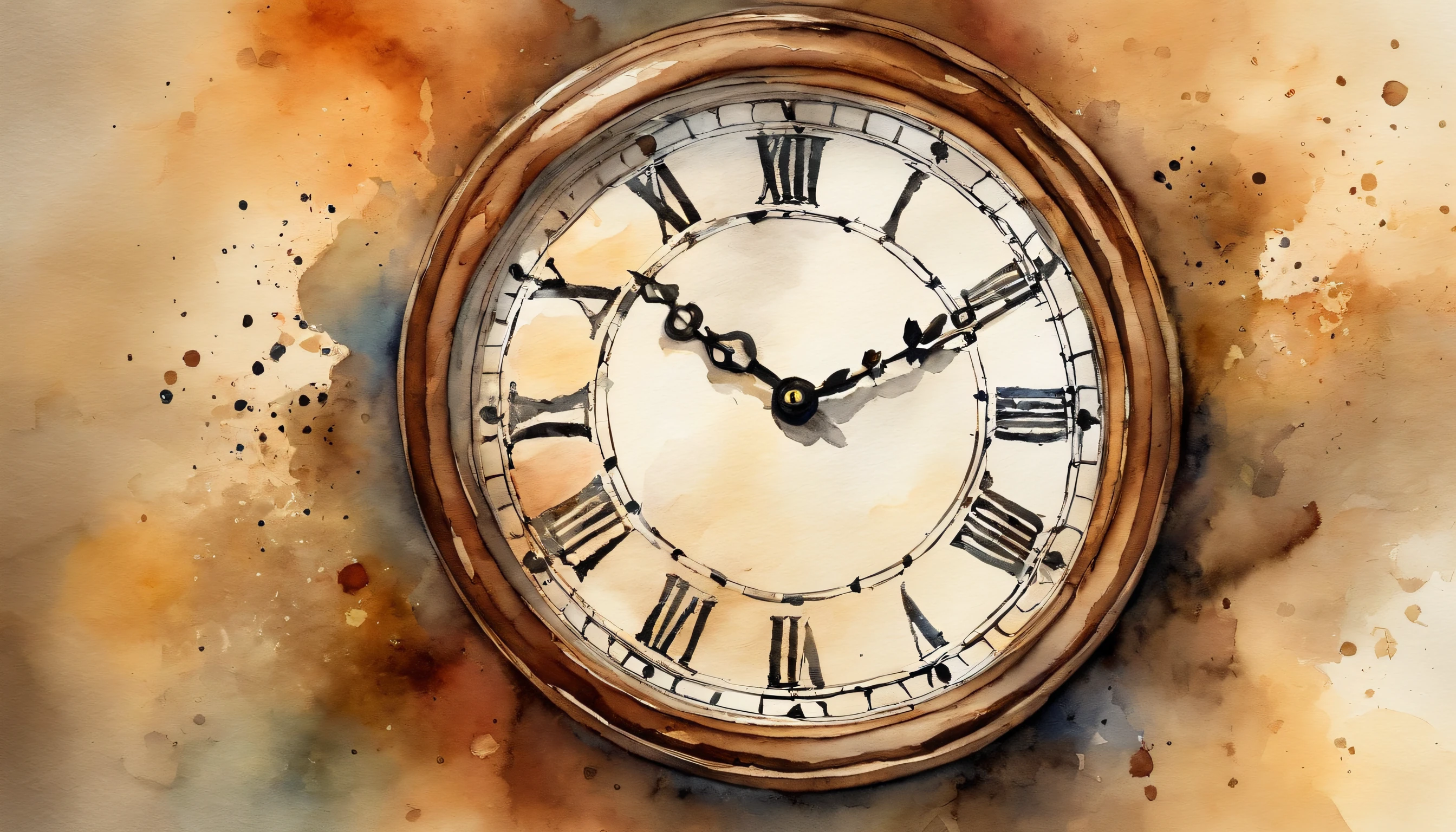 Close-up of the wall of a clock with different designs, Watches, Watercolor Touch, Turner