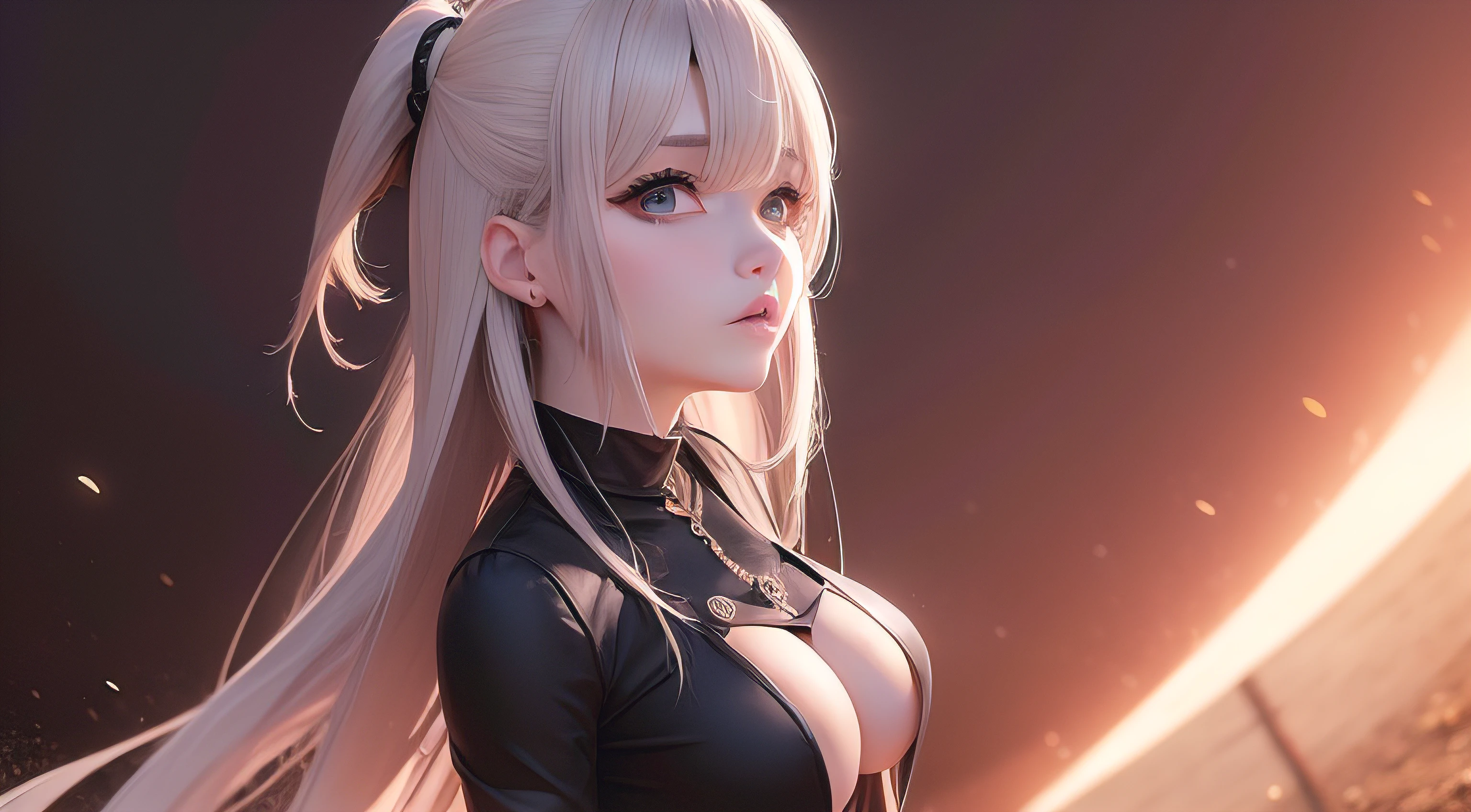 (obra prima) anime - imagem de estilo de uma linda mulher em uma roupa preta, Anime Art Wallpaper 8K, 4 k manga wallpaper, badass anime 8 k, papel de parede anime 4k, Anime Art Wallpaper 4K, Anime Art Wallpaper 4K, female action anime girl, com ambiente montanhoso com o fundo da imagem desfocada