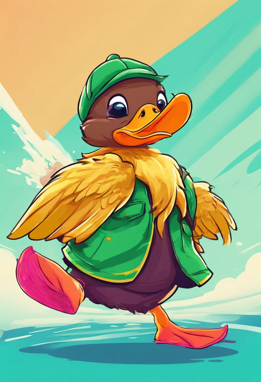 flat vector kids illustration duck on a plain background