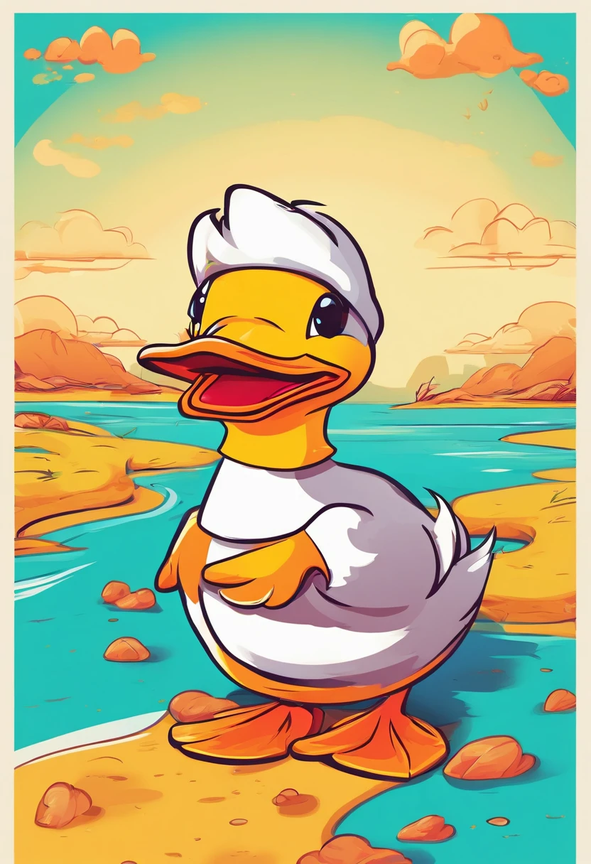 flat vector kids illustration duck on a plain background