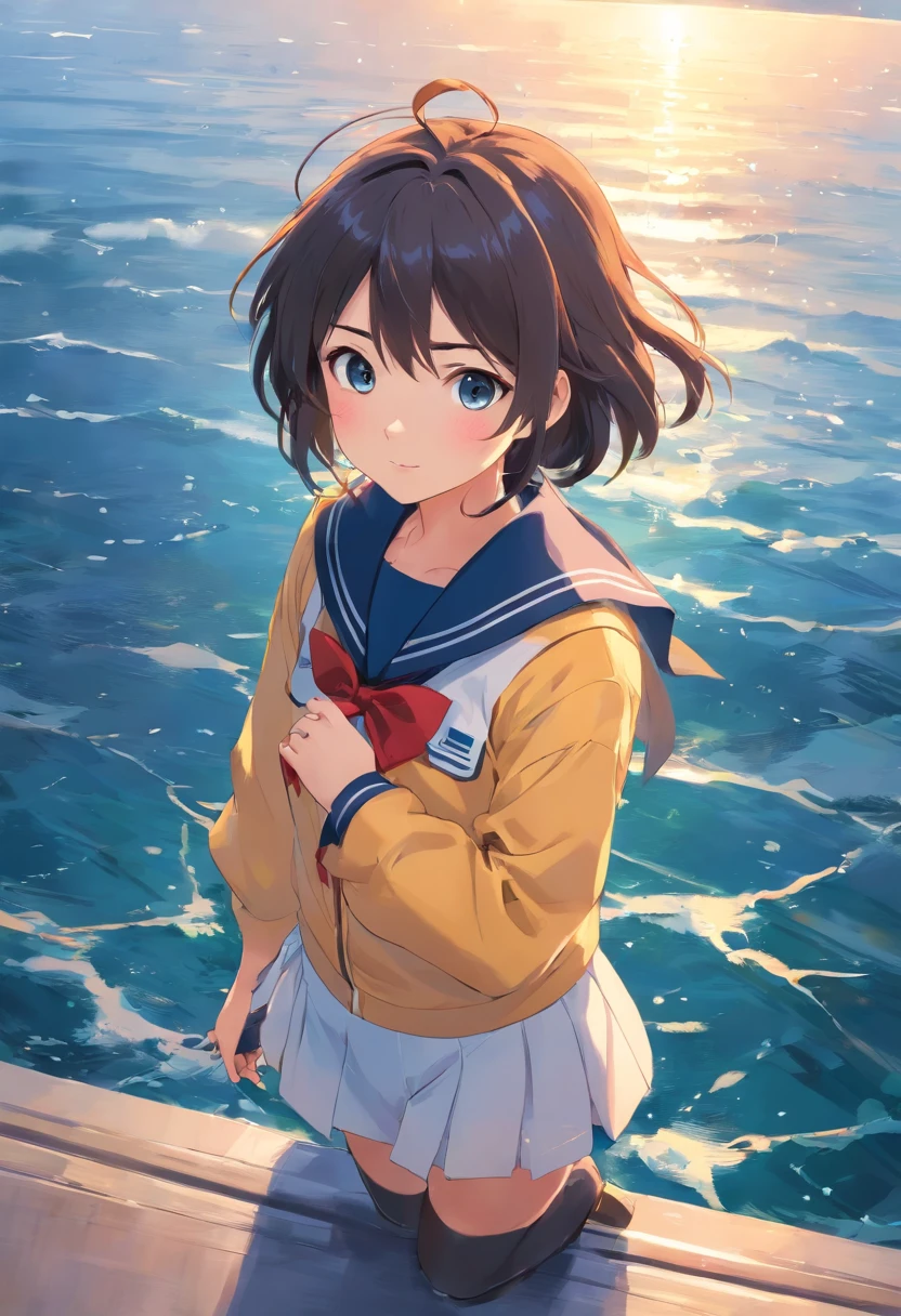 girl with Panchira a sailor suit animesque quadratic element High quality