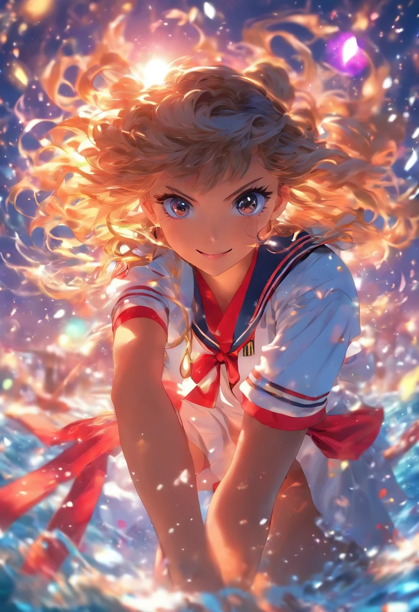 girl with Panchira a sailor suit animesque quadratic element High quality