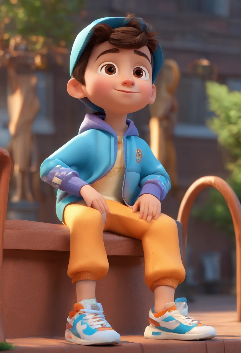 (Pixar 1.23 estilo) 1 ((parte superior do corpo frente, busto tiro)), solo, cute child, morena, tracksuit bonito, meninoan child, playground, triste ((obra-prima, mais alta qualidade)), (composite lighting)