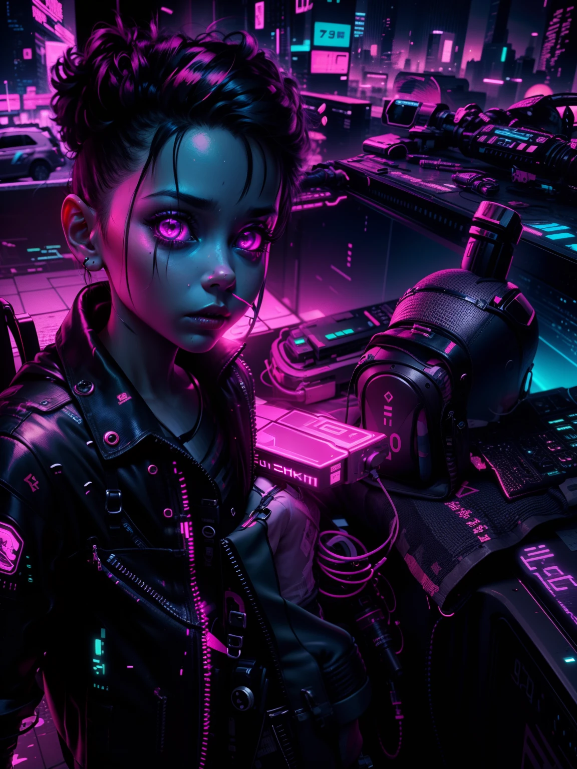 toddler, cyberpunk, neon, 8k, --v 4