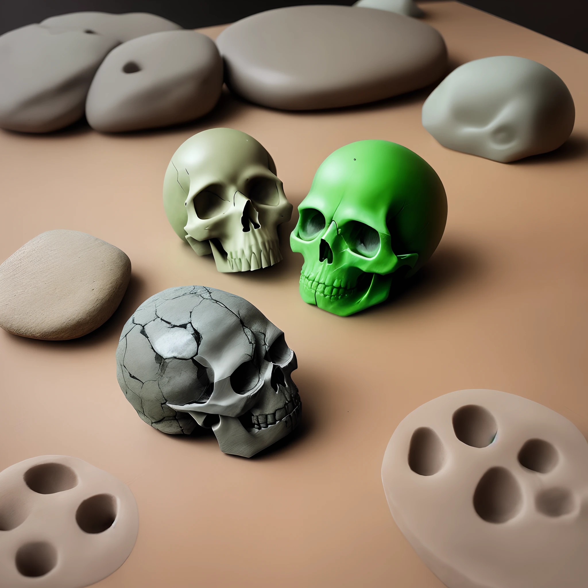 Make a green stone shaped like a skull