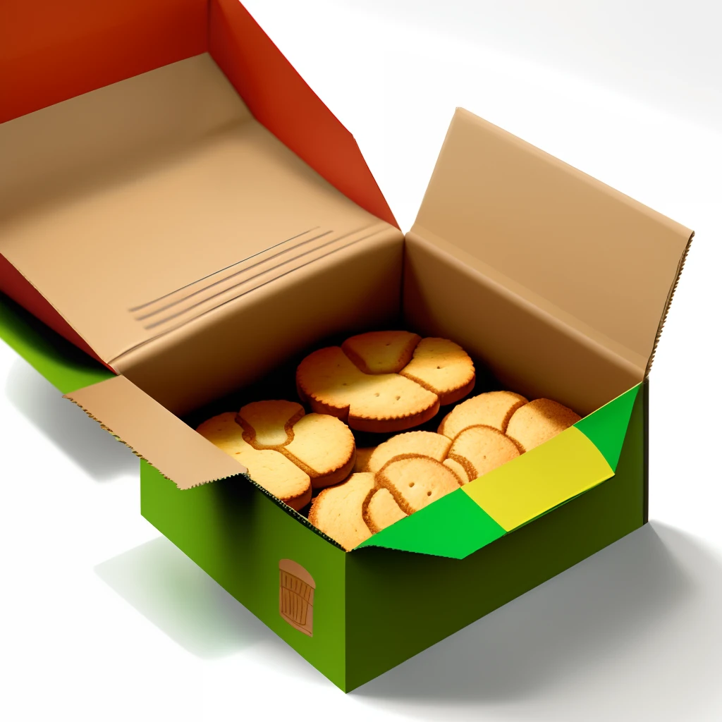 A cardboard box for baked biscuits，two-color