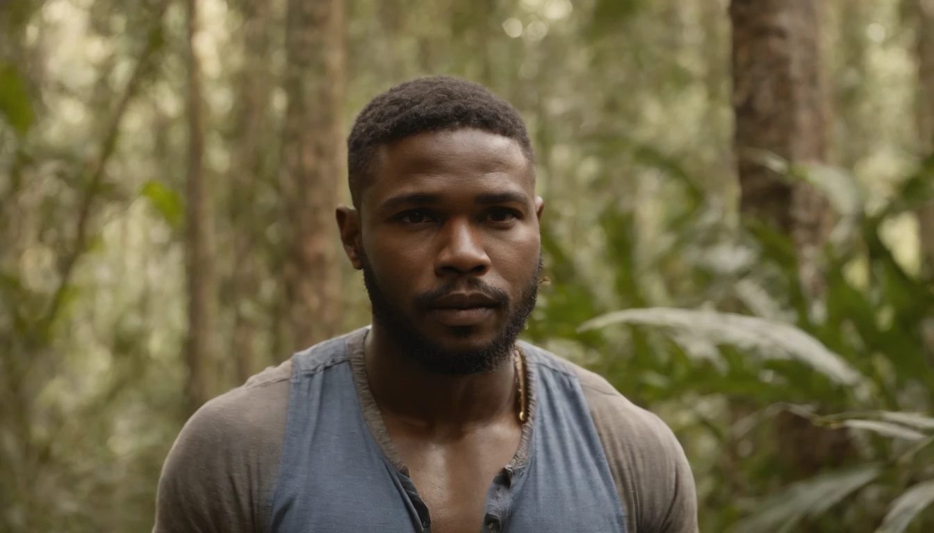 Foto RAW, Um retrato de perto de um canguru majestoso, Background is the African jungle, O canguru parece dominante e assertivo，standing on your feet，the night，In the woods，8K，（（tmasterpiece）），hdr，highly  detailed，professinal