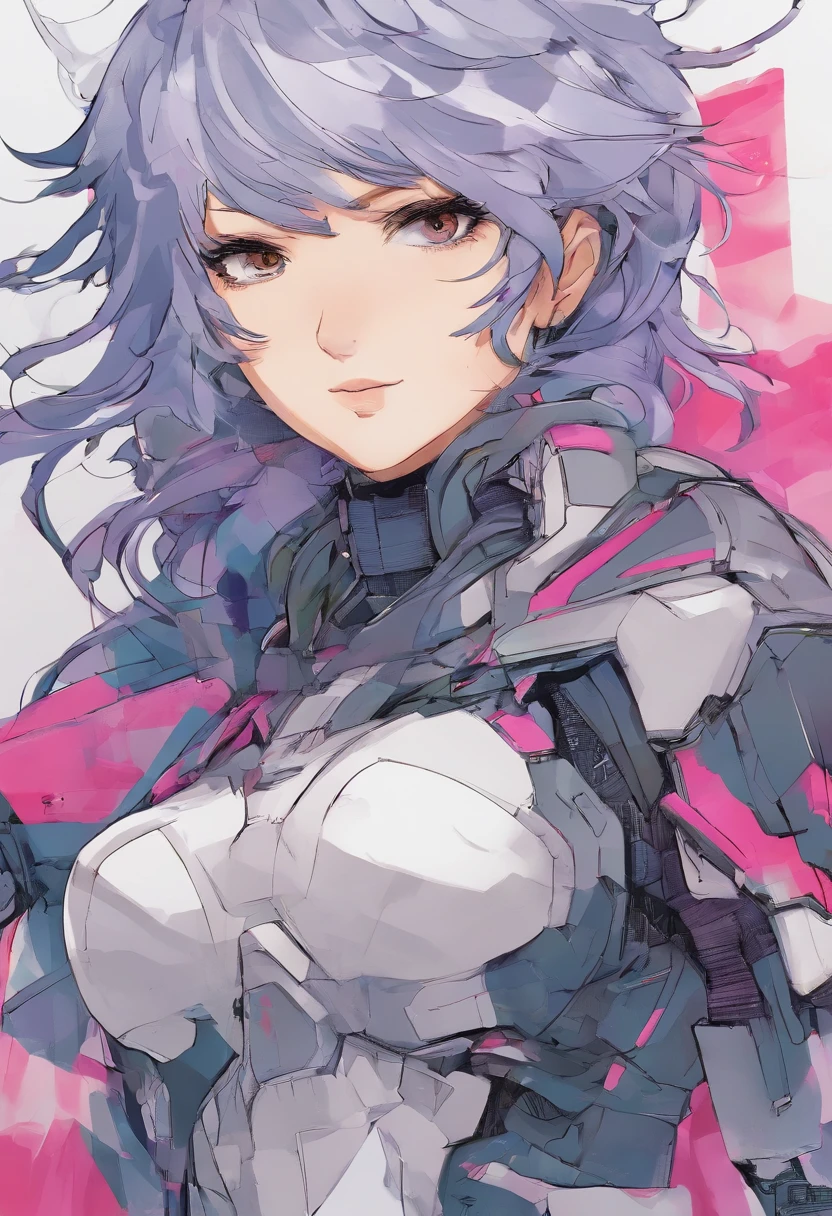 Kaina Tsutsumi(Lady Nagant), 1girl, high quality colored sketch, indigo-colored hair with numerous scattered pink streaks, dressed in tactical armor, clothed in stealth armor, comic character design, comic book character, stealth suit, highly detailed exquisite fanart, new costume concept design, my hero academia style, detailed full body concept, badass pose, cyber armour