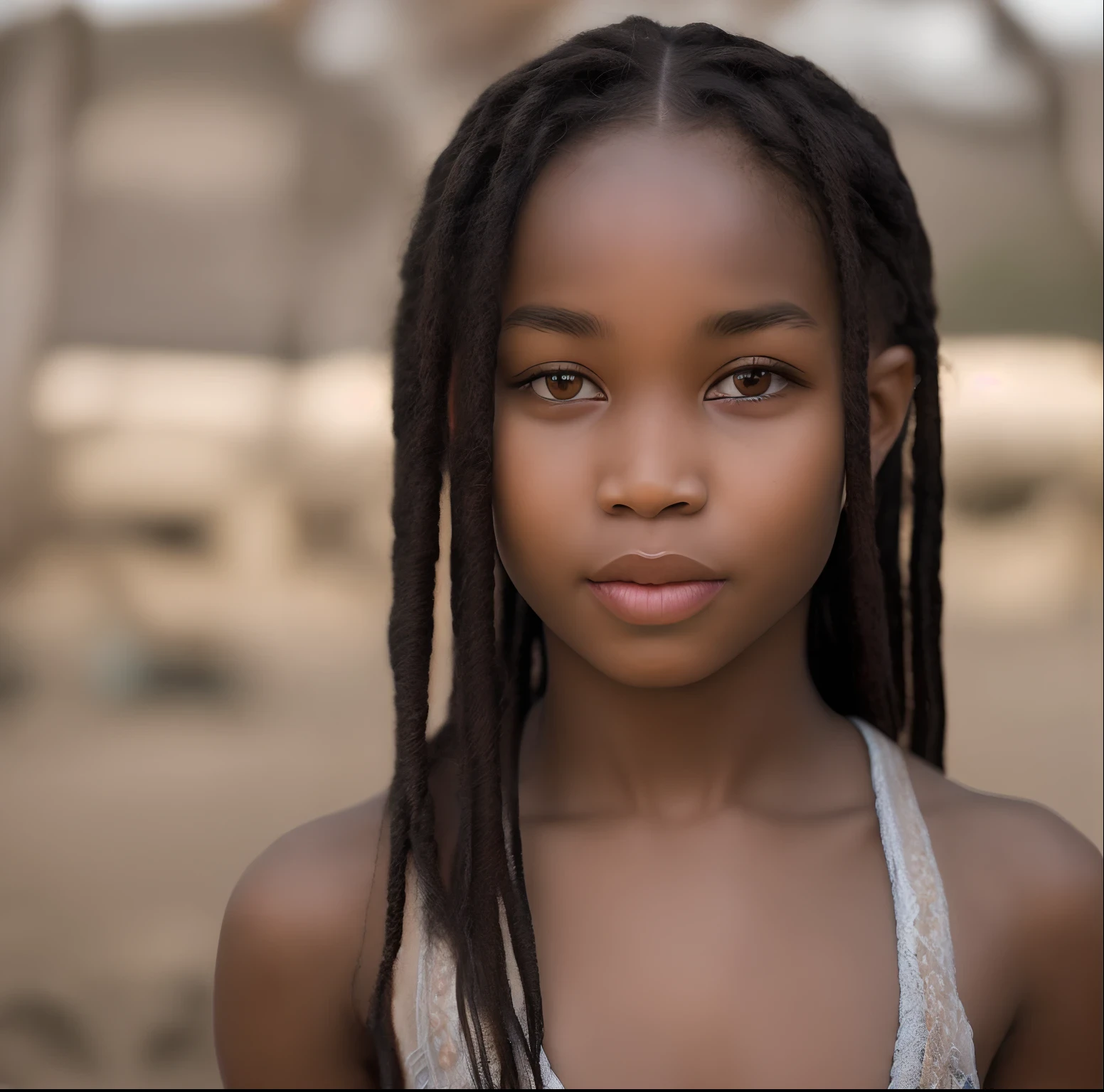Detailed and realistic portrait of a stunningly beautiful 18-year-old African-Arabian girl with, gorgeous beauty, beauty queen, cute round eyes, cute snub nose, black eyeshadow, big eye lashes, oscuro, cabello desordenado tomado afuera, staring at the camera, sweet smile, full winning smile, smiling with the eyes as well, very dark skin, skin is as dark as chocolate, full of joy, very full lips, very full lips with wet lipstick, she is in love with the photographer and shows it,she wants the photographer and you can see it in her eyes, Soft natural lighting, portrait photography, Magical photography, Dramatic lighting, Foto realism, ultra detallado, intimate portrait composition, whole body, view from the side, full body, little ass, very dark skin, she is hot and horny, a lot of sweat on her body, sweat trickling down her body, wet body, she likes to sweat, you can clearly see the nipples, warm summer rain coming down, she is very wet, wet hair, nude, nude, nude, no clothes, vagina, beautiful little breasts, not hiding breasts, not hiding vagina slit, you can see the whole outline of the cute breast, you can see the nipples, natural nipples,you can see the vagina slit, showing pubic area, showing a part of the legs