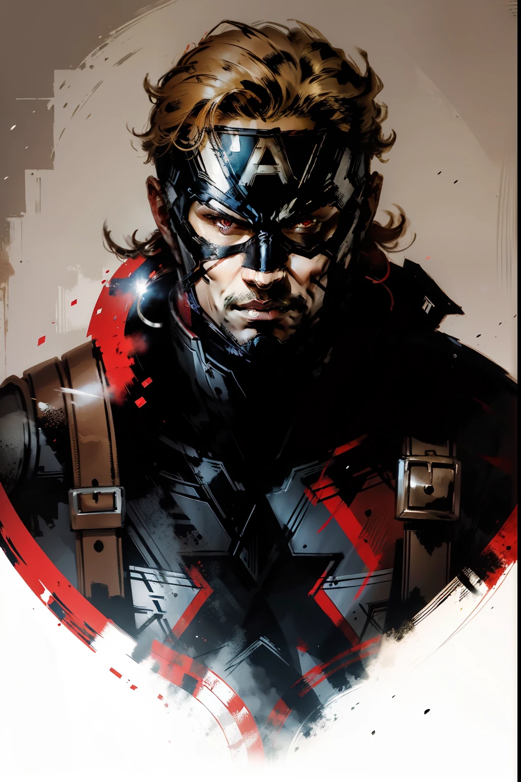 Portrait of the face of the masked Captain America