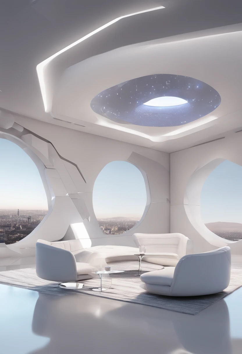 1 mesa grande, 2 poltronas, Futuristic, Minimalista, Studio photo, .cgi, 8k, linhas bem definidas, realista