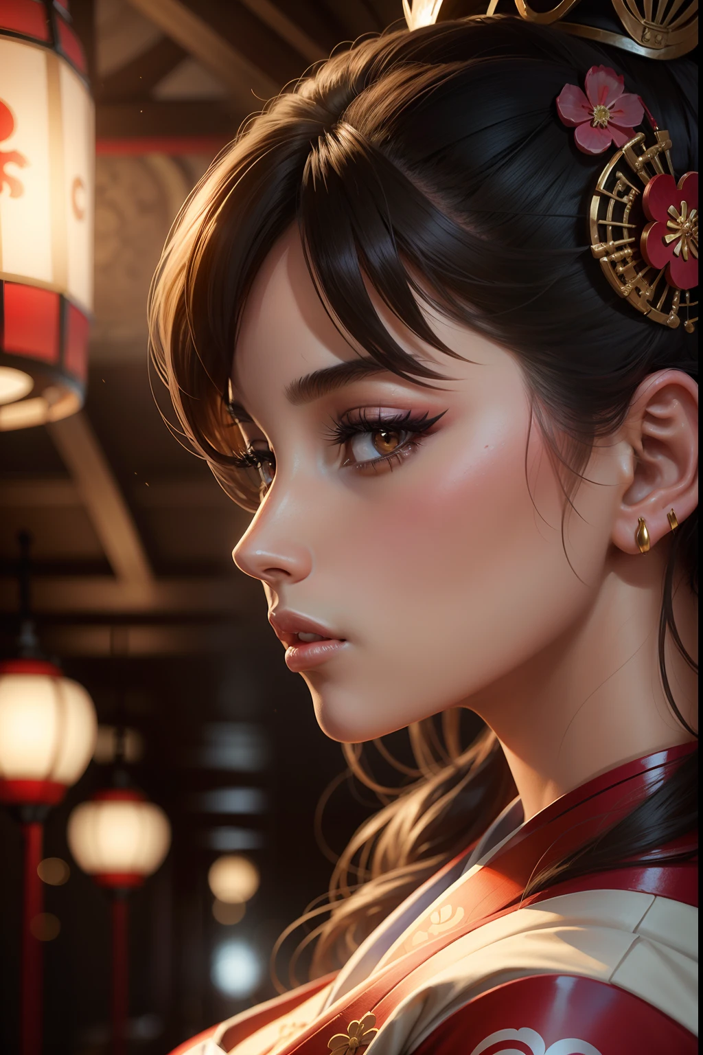 lucy pinder, profile, portrait, geisha