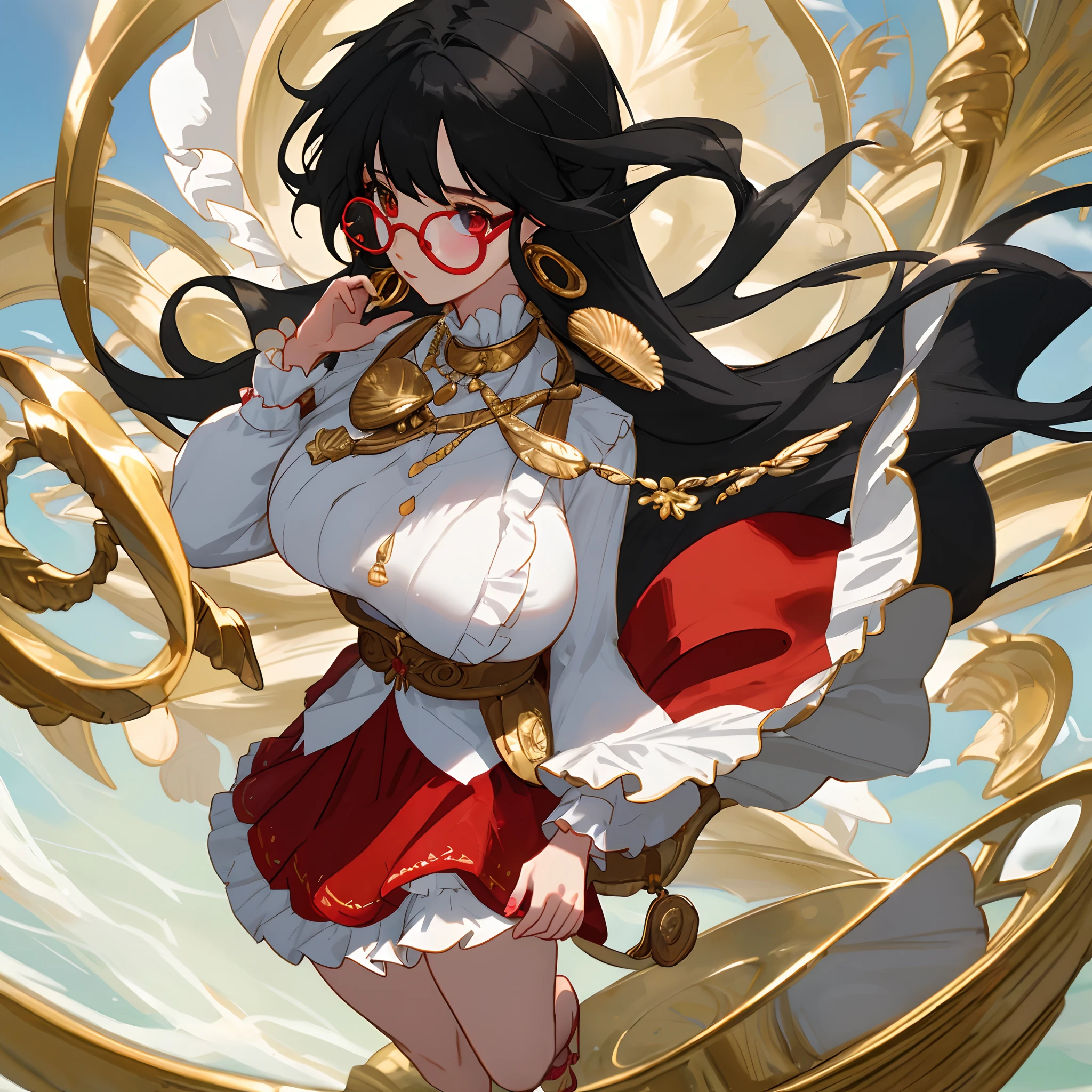 NSFW、1 Female、Brown hair、Brown Eyes、Best Quality、Super detailed、8 Resolution、Raw photo、Mastepiece、Perfect Body、high resolution、Highest quality、Detailed drawing、Vibrant colors、lure、Long Hair、Black-rimmed glasses、Captivating breasts、Big Breastaid clothes