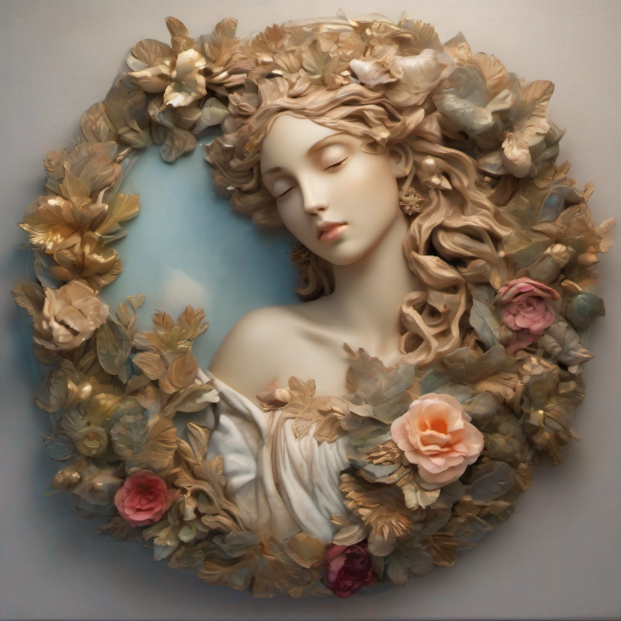 obra de arte inspirada na deusa Afrodite, The personification of beauty and love in Greek mythology. Retrate-a como uma figura esbelta e graciosa, Wrapped in a halo of divine light that enhances its enchanting aura. Your characteristics should express serenity and power, conveying a feeling of universal love and connection with nature. Use cores suaves e harmoniosas para criar uma atmosfera envolvente e sublime. The image should capture the essence of Aphrodite's divinity, evoking a sense of wonder and wonder in the beholder. Lembre-se de destacar os detalhes que fazem dela uma musa inspiradora para artistas de todas as idades. Be creative and surprise us with a masterpiece that touches the hearts and delights the minds of all who appreciate it.