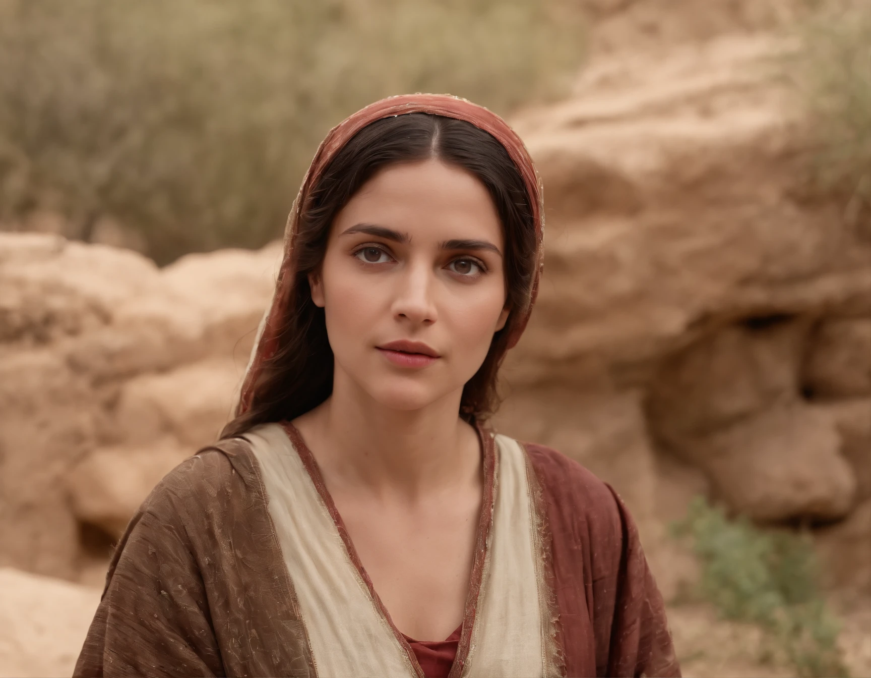 (melhor qualidade: 1.4), (Ultra Highres: 1.2), (fotorrealista: 1.4), (8k, Foto RAW: 1.2).The description of the Samaritan woman's physical appearance is not detailed in the biblical narrative, But her Samaritan background suggests she probably had similar traits to other people in the region. No historical-cultural context, The story of the Samaritan woman is set during a period of ethnic and religious tensions between Samaritans and Jews. His encounter with Jesus at Jacob's well highlights the message of spiritual equality and the importance of faith over cultural differences.