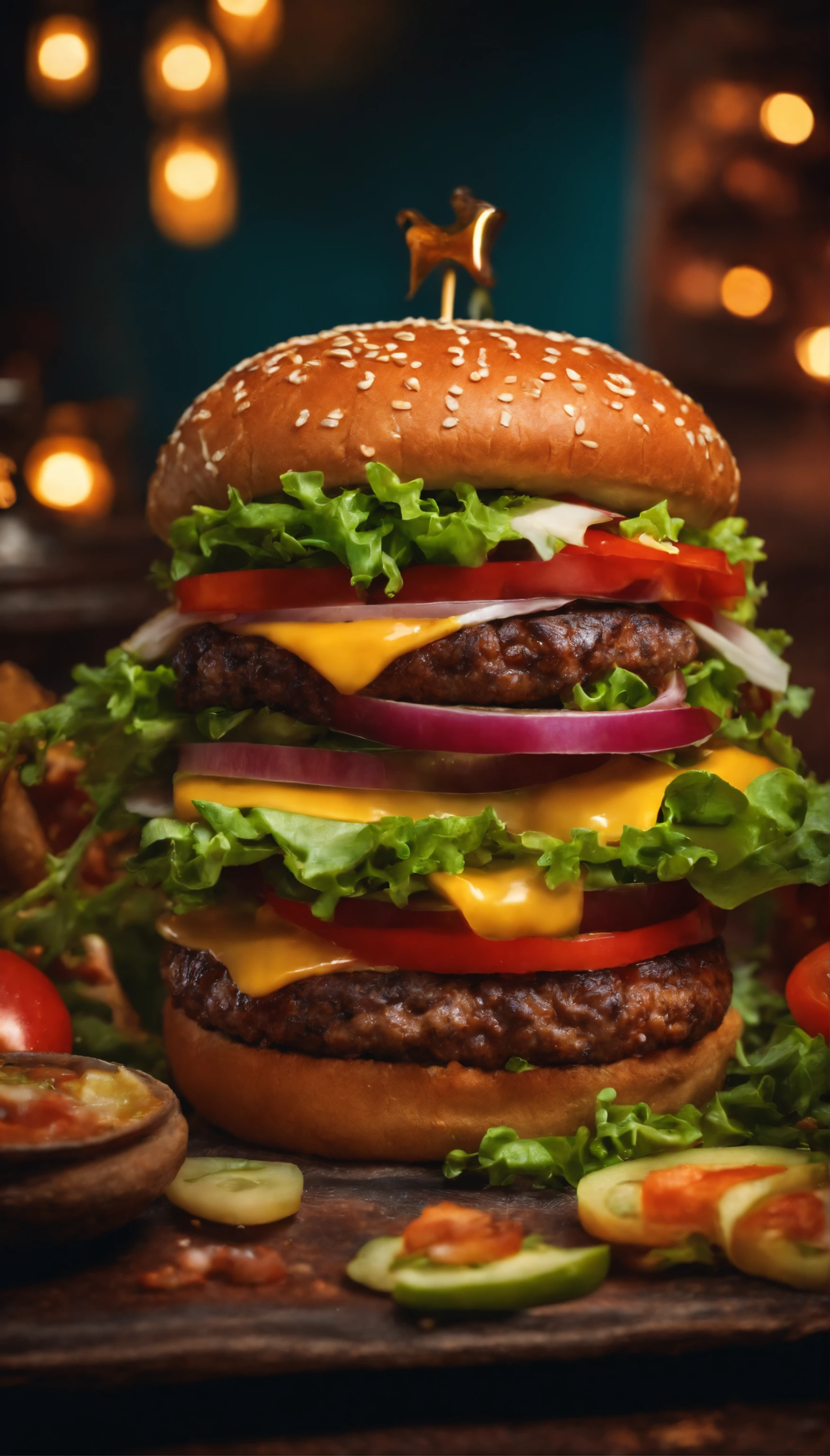 Generate an image where a hamburger is visible, but it's covered with a silky red cloth.
