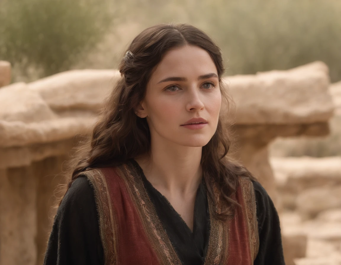 (melhor qualidade: 1.4), (Ultra Highres: 1.2), (fotorrealista: 1.4), (8k, Foto RAW: 1.2).The description of the Samaritan woman's physical appearance is not detailed in the biblical narrative, But her Samaritan background suggests she probably had similar traits to other people in the region. No historical-cultural context, The story of the Samaritan woman is set during a period of ethnic and religious tensions between Samaritans and Jews. His encounter with Jesus at Jacob's well highlights the message of spiritual equality and the importance of faith over cultural differences.