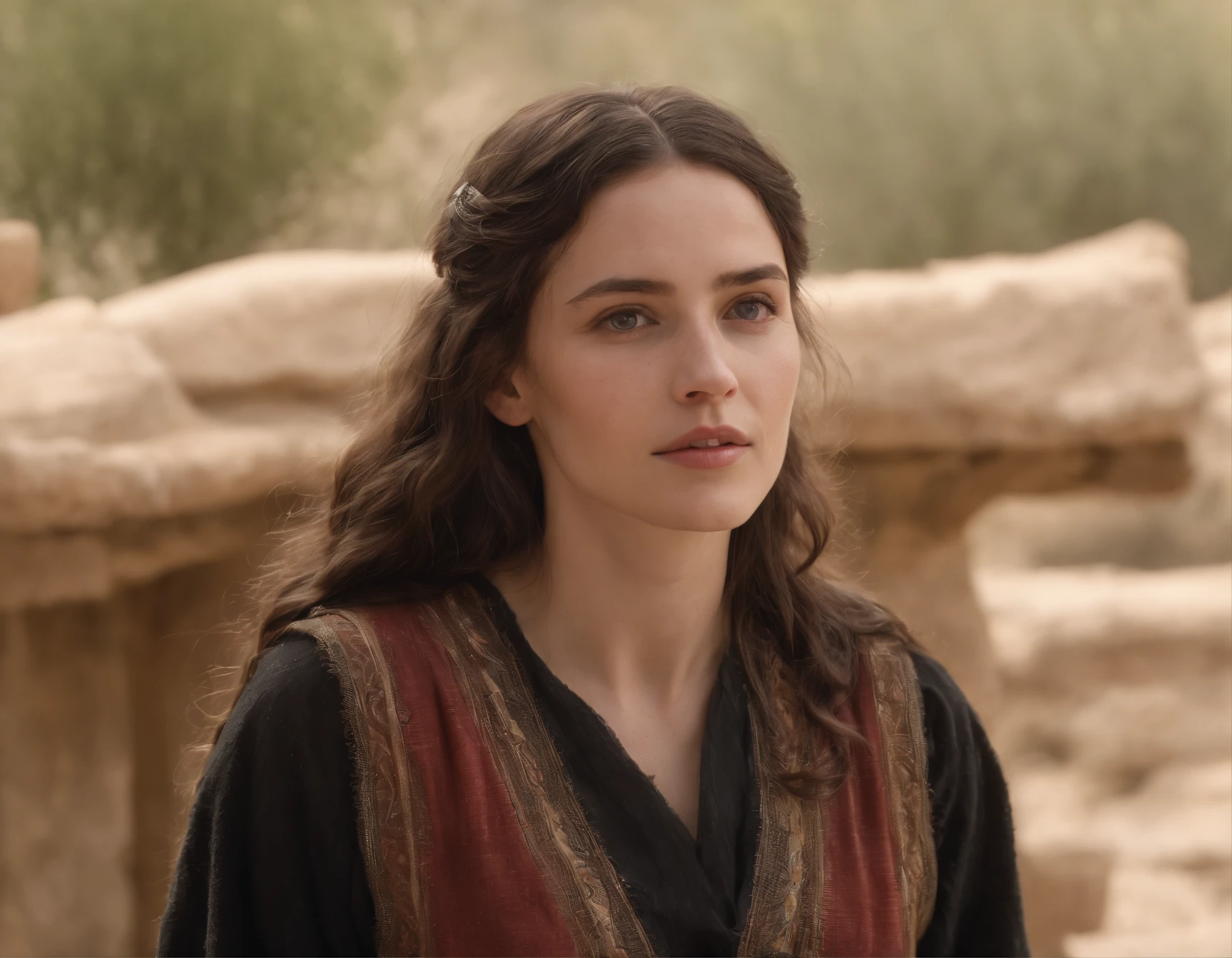 (melhor qualidade: 1.4), (Ultra Highres: 1.2), (fotorrealista: 1.4), (8k, Foto RAW: 1.2).The description of the Samaritan woman's physical appearance is not detailed in the biblical narrative, But her Samaritan background suggests she probably had similar traits to other people in the region. No historical-cultural context, The story of the Samaritan woman is set during a period of ethnic and religious tensions between Samaritans and Jews. His encounter with Jesus at Jacob's well highlights the message of spiritual equality and the importance of faith over cultural differences.