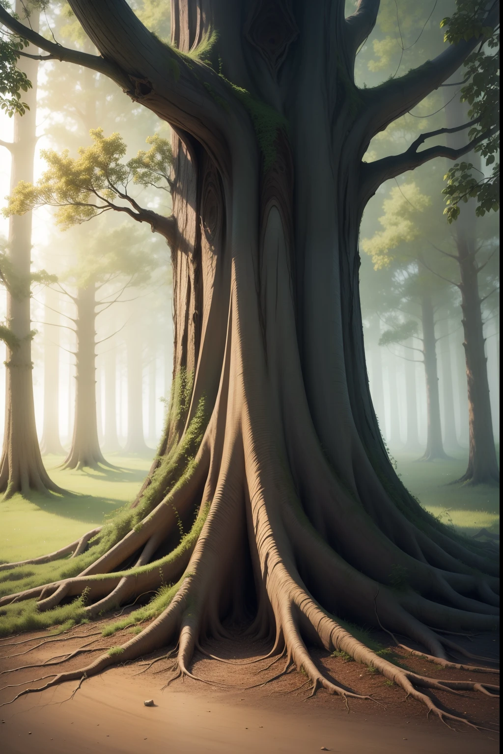 realistic image of tree with deep roots