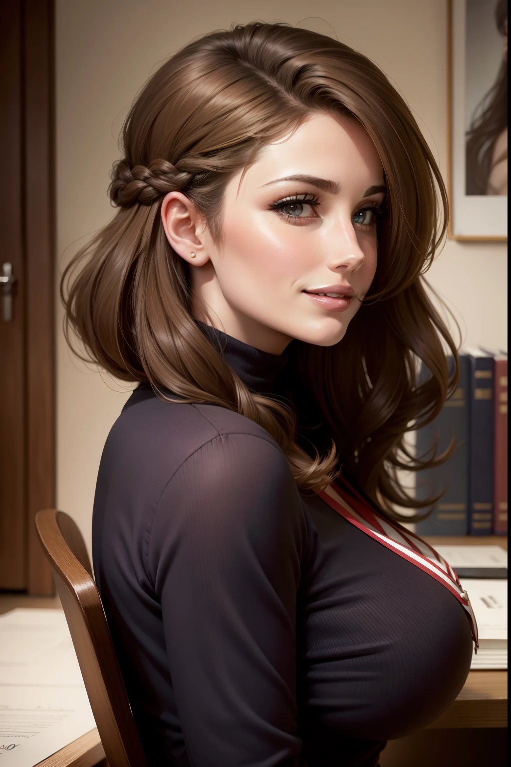 lucy pinder, portrait, profile, secretary, looking, smiling, sexy